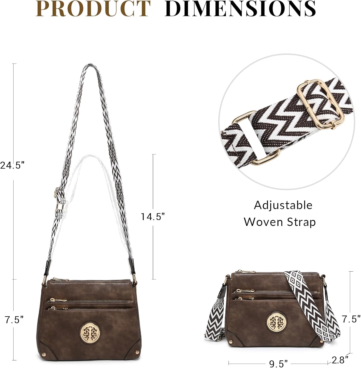 Dasein Crossbody Purses for Women Trendy Multi Pockets Shoulder Bag Medium Handbags with Guitar Strap - Image 4