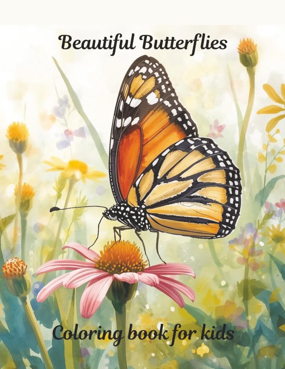 Beautiful Butterflies Coloring book for Kids.: Children workbook with 35 activity pages of unique butterfly drawings for ages 4 to 8.