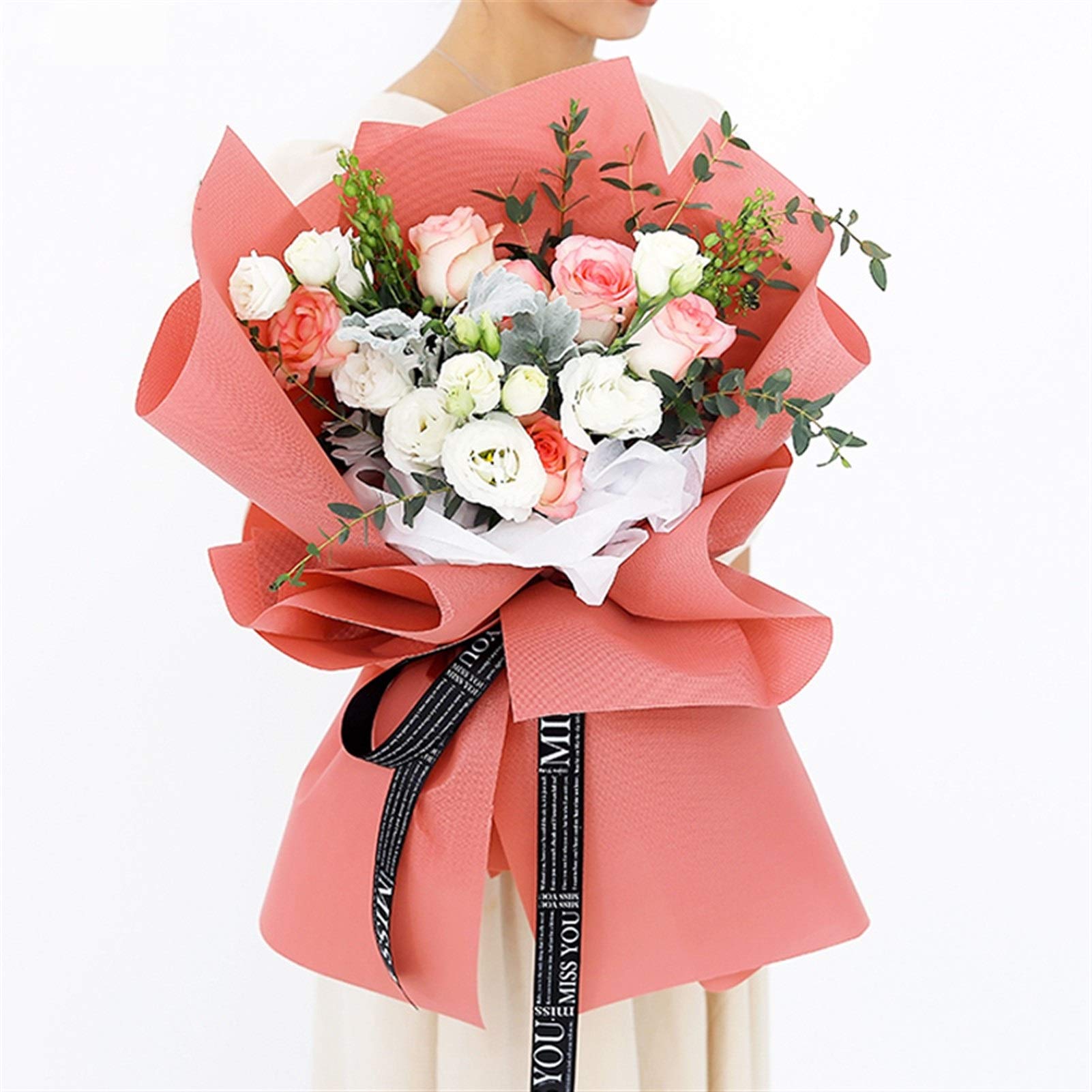 Papel de Envoltura de Regalo 20 Shoets Bouquet Material de Embalaje Kaffin Paper Flowers Wrapping Paper Florist Supplies Impermeable Papeles en Relieve (Color : 1)