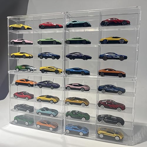 Miniatura 2 de Hot Wheels - Estuche de exhibición de montaje en pared, almacenamiento de pared de coche de juguete 164, organizador de coche de 4 piezas, 32