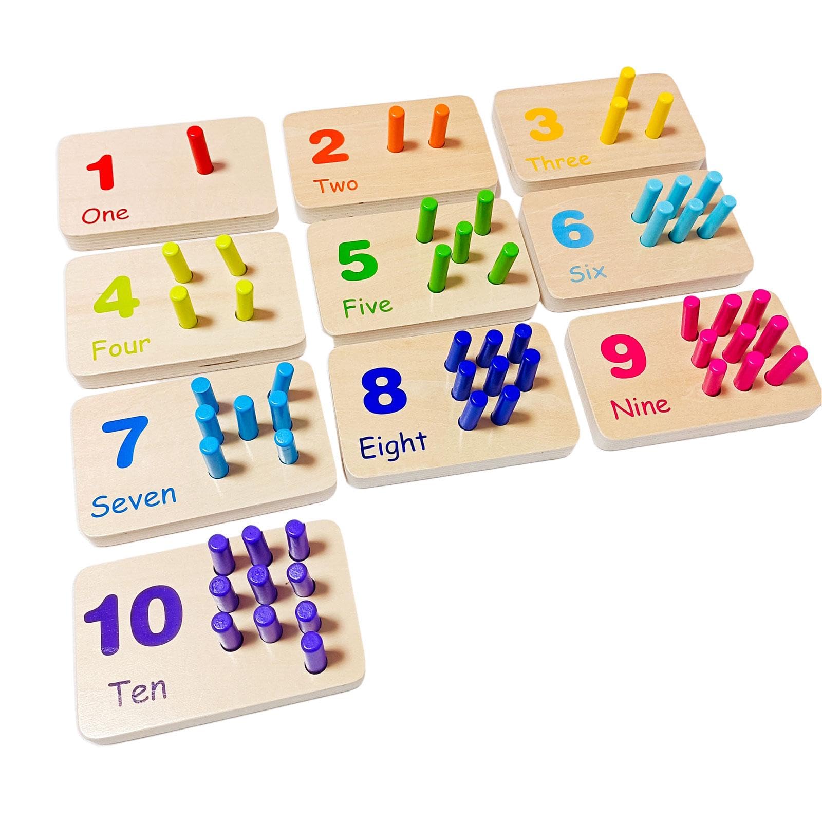 Tavola Numerica in Legno con Pioli, Materiale Didattico Manipolativo per Contare E Imparare La Matematica, Ideale per Bambini E Bambine Dell'asilo
