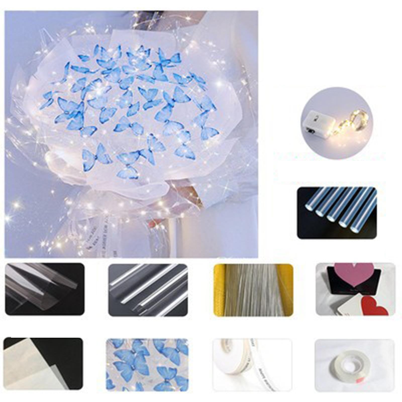 Kit per Realizzare Bouquet di Farfalle Artificiali con Ferro da Stiro E Nastro, Ideale per Decorazioni Artigianali, Compleanni E Matrimoni, Blu 52 Farfalla