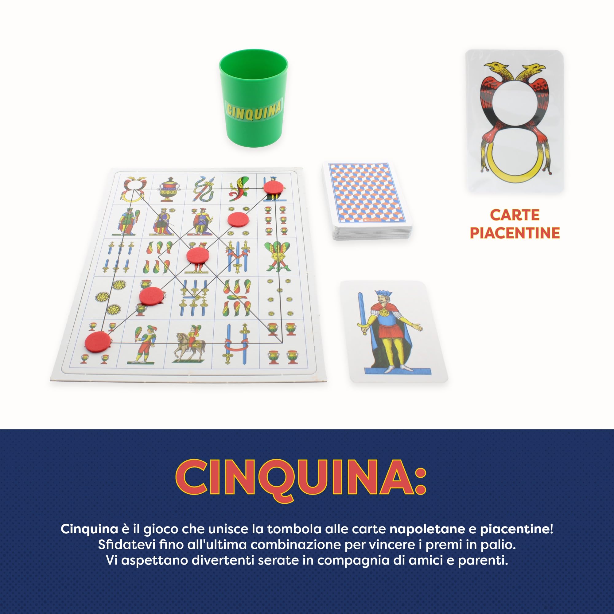 Clementoni CINQUINA, Board Game with Neapolitan and Piacento Cards Included, 2-10 Players, Age 6-99 Years - Image 3
