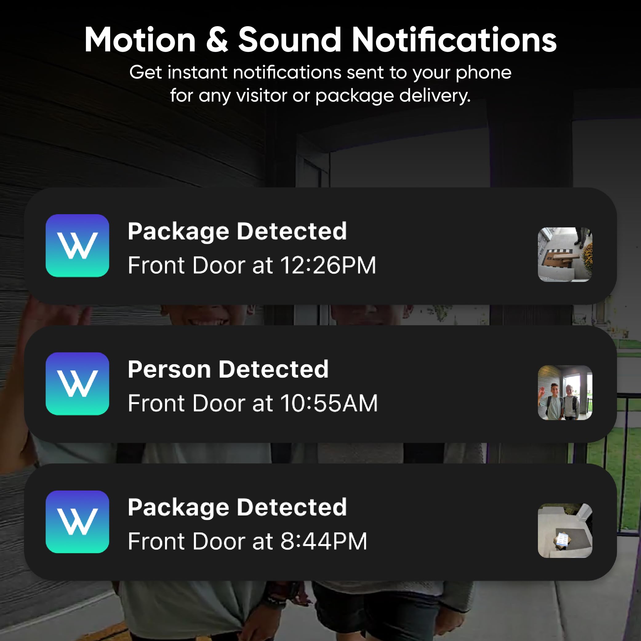 WYZE Wireless Duo Cam Video Doorbell (Chime Included), Battery Powered, 2K Full HD Video, 2 Cameras (People and Package), 2-Way Audio, Color Night Vision: Black
