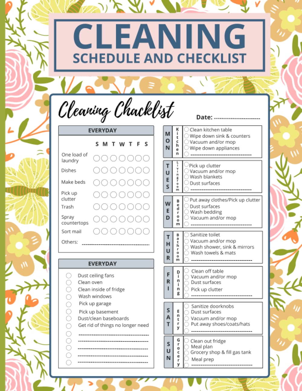 Buy Cleaning Schedule and Checklist Daily Weekly and Monthly Cleaning