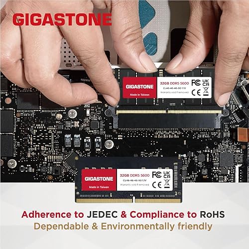 Miniatura 5 de 【Memoria RAM DDR5 solo para laptop】 GIGASTONE 32GB DDR5 4800MHz PC5-38400 CL 40-40-40-77 1.1V SODIMM 262 pines sin búfer sin ECC Memoria de alto