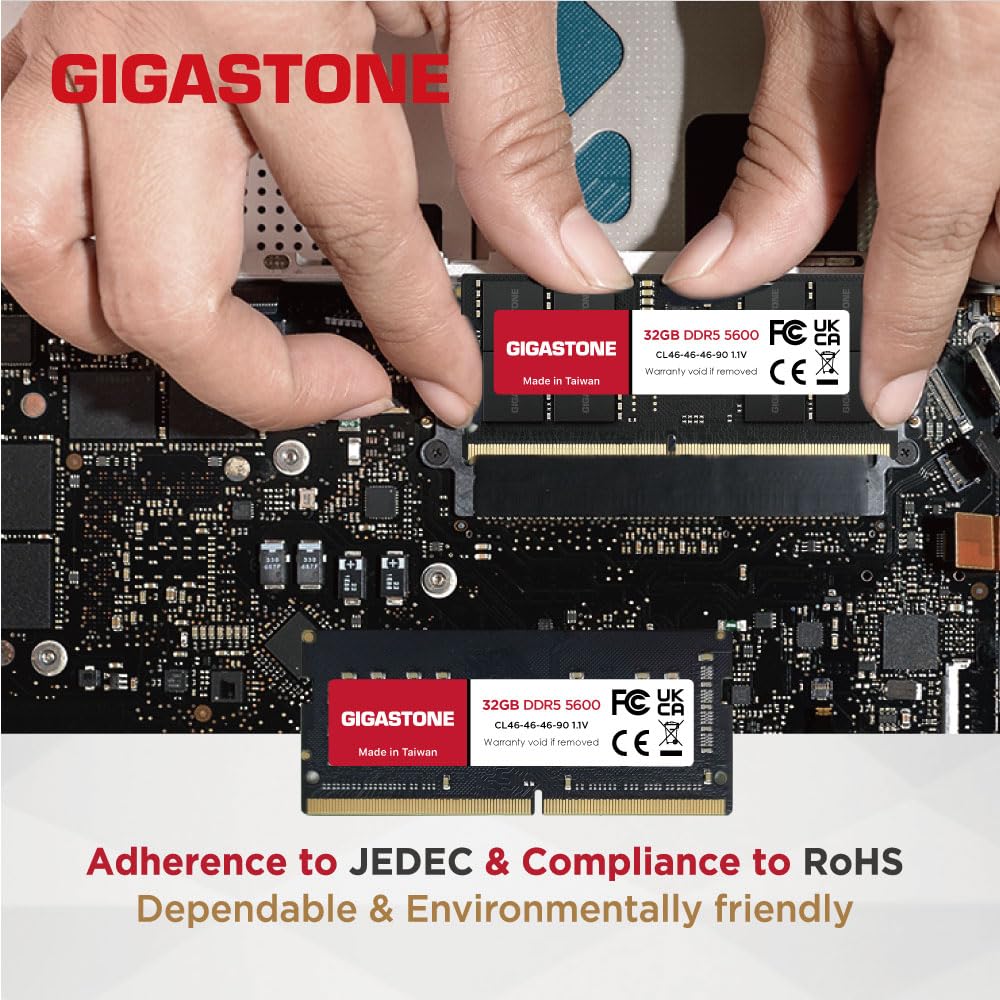 DDR5 RAM Laptop Only】 GIGASTONE 32GB DDR5 4800MHz PC5-38400 CL 40