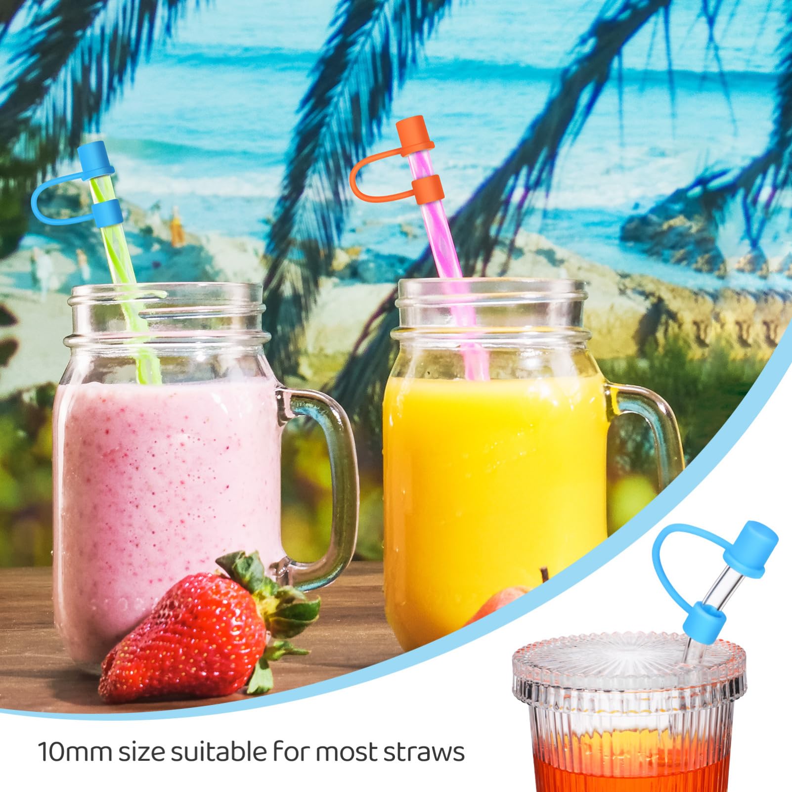 Amosfun 3 Sätze Modern Wasserflasche Kunststrohhalme Getränke Strohdeckel Betrüger Stroh Topper Zinn Multi Tasse Mit Strohhalm Tabletten Sup Halter Strohaufsätze Kieselgel Stück * 3