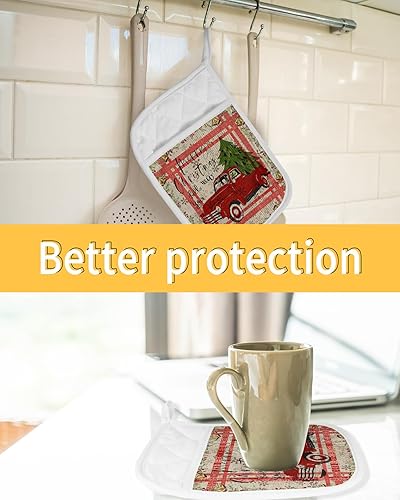 Miniatura 7 de Christmas 5Pcs Pot Holders for Kitchen,Non Slip & Heat Insulation Terry Cloth Potholder Set with Pocket,Thick Hot Pad Oven Mitts Trivet Coaster for