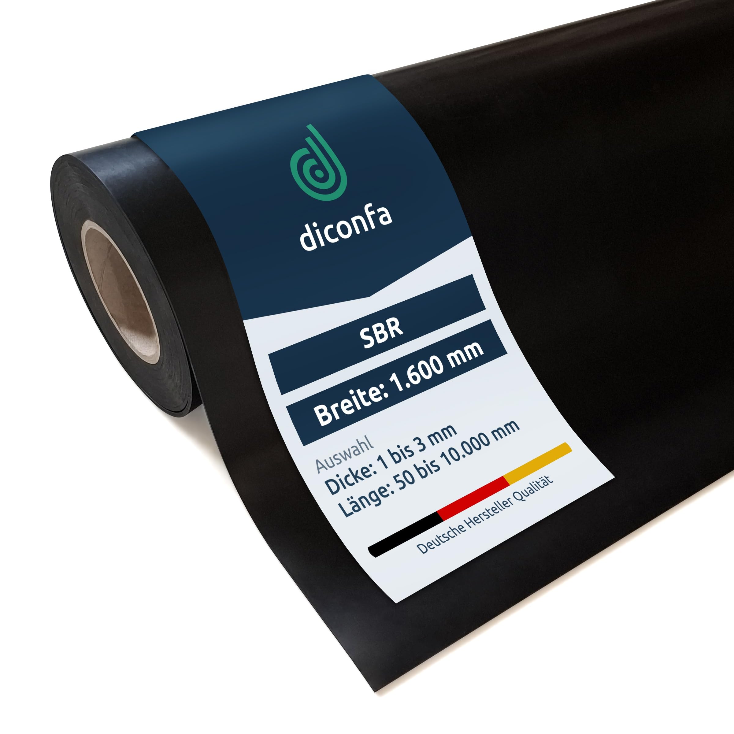 diconfa Gummimatte SBR BREITE 1600mm 160cm 1,6m Dicke 1 bis 3 mm LÄNGE 0,05 bis 10m Auswahl 1600 mm (1,6m) x 2550mm (2,55m) x 3mm - Meterware Antirutschmatte Vollgummi Gummiplatte Gummistreifen