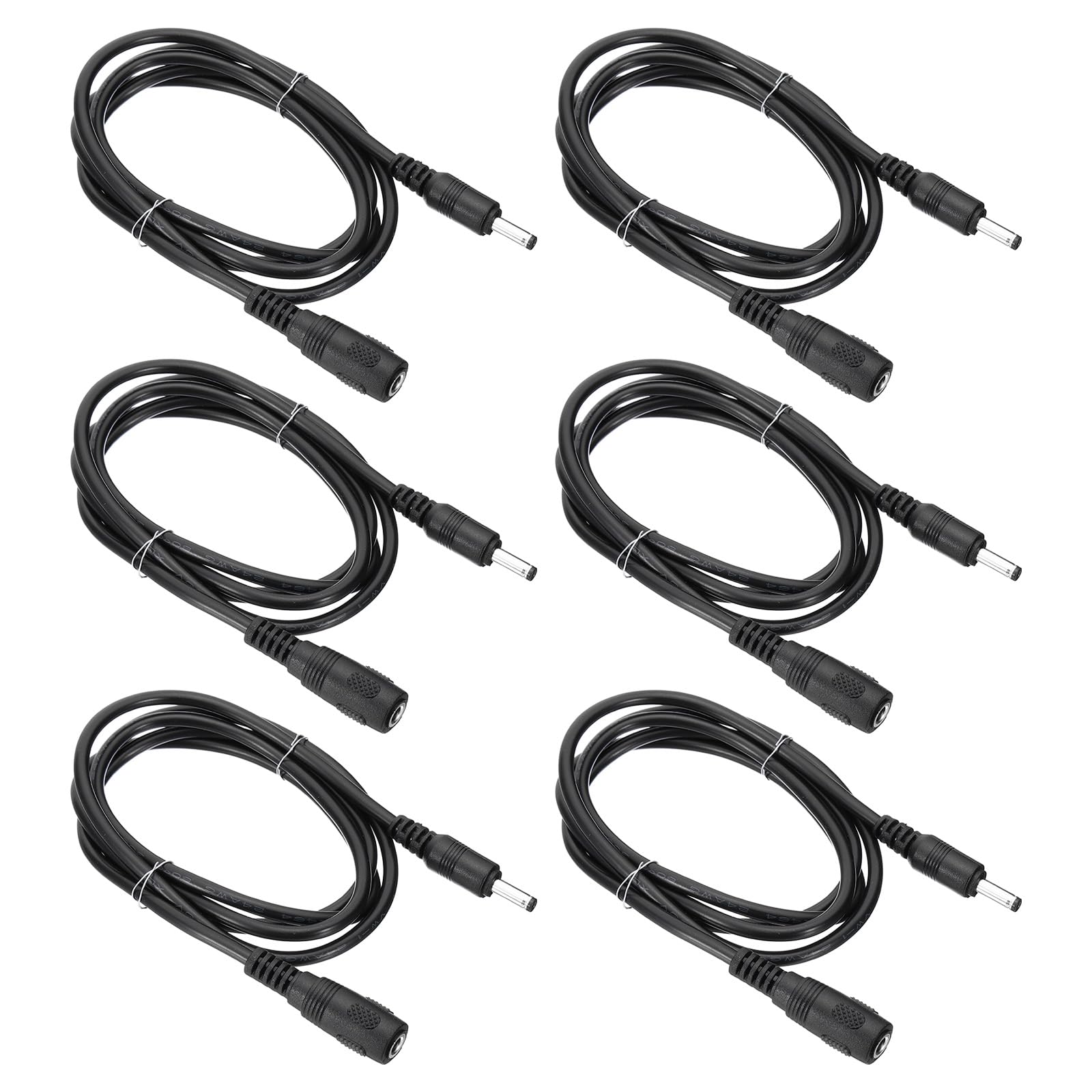 PATIKIL 3Ft Male to Female 3.5x1.35mm DC Power Extension Cable, 6 Pcs 24AWG Wire Adapter Connector Charging Cord for LED Strip DVR Router Camera, Black