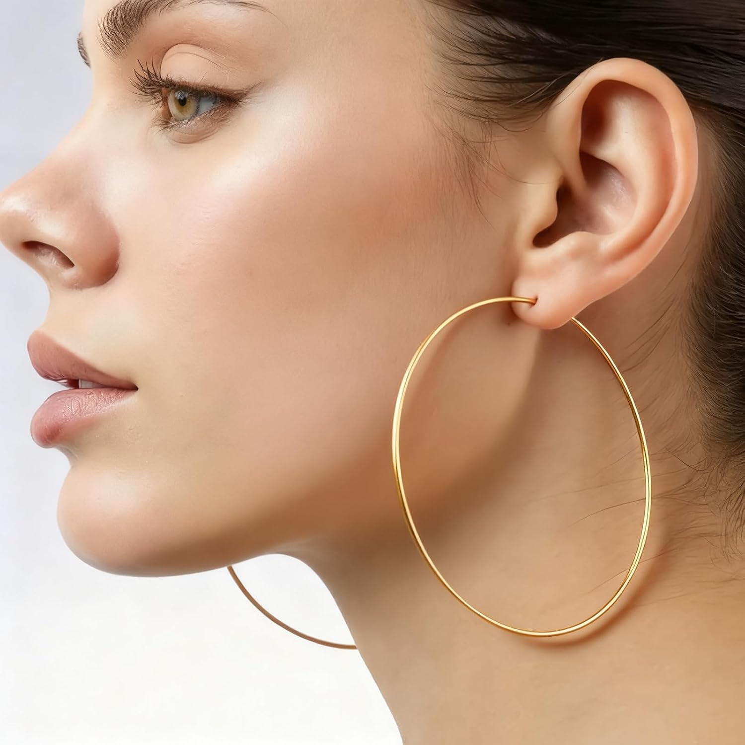 Thin Gold Hoop Earrings for Women, 70mm Large Thin Hoop Earrings, Lightweight Big Gold Hoop Earrings for Women Jewelry Gifts - Image 7