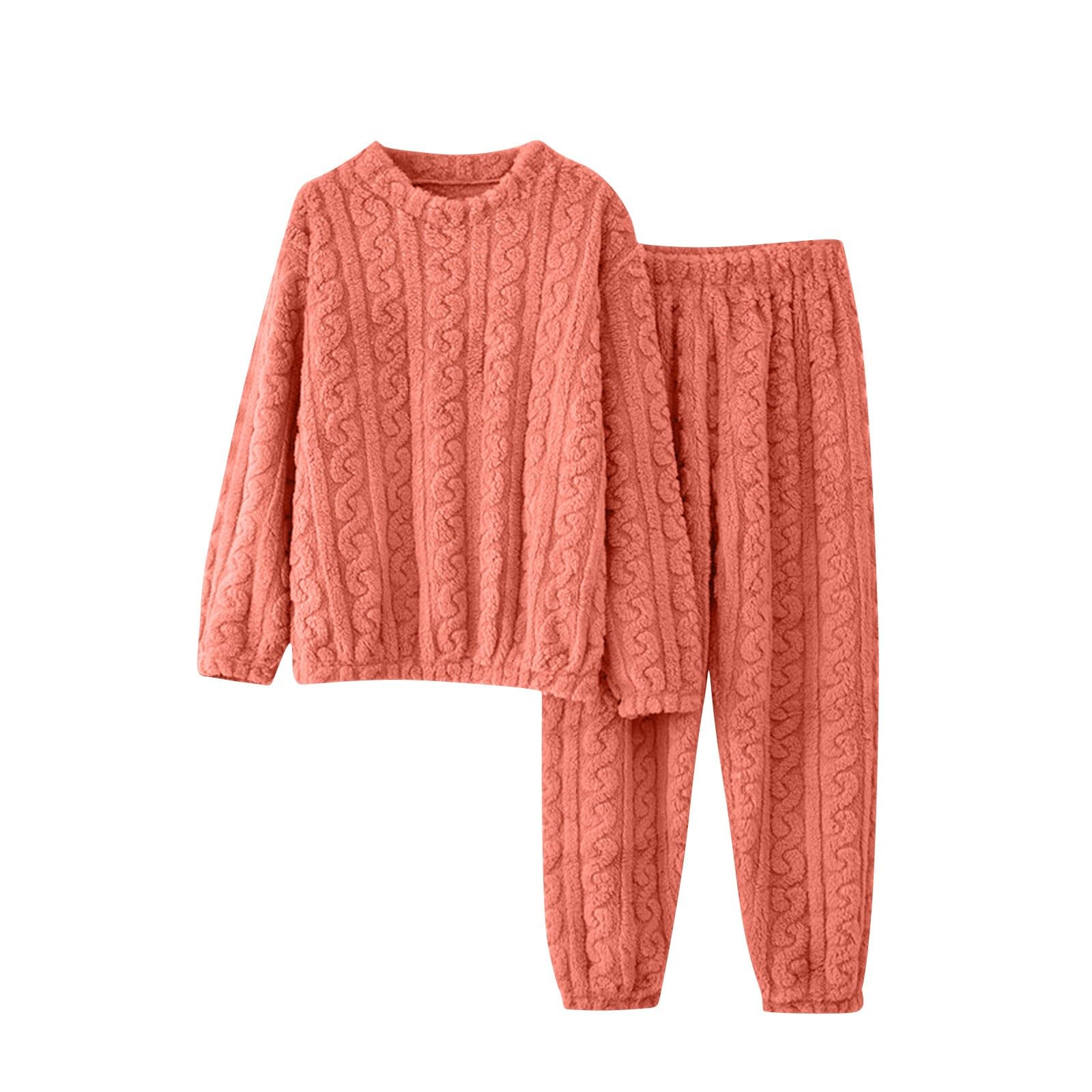 Conjunto de Pijama de Franela para Mujer, Ropa de Estar por casa cómoda y acogedora para el Invierno, 2 Piezas, Manga Larga, Forro Polar, Camisetas cómodas, Pantalones Largos, Conjunto de Pijama
