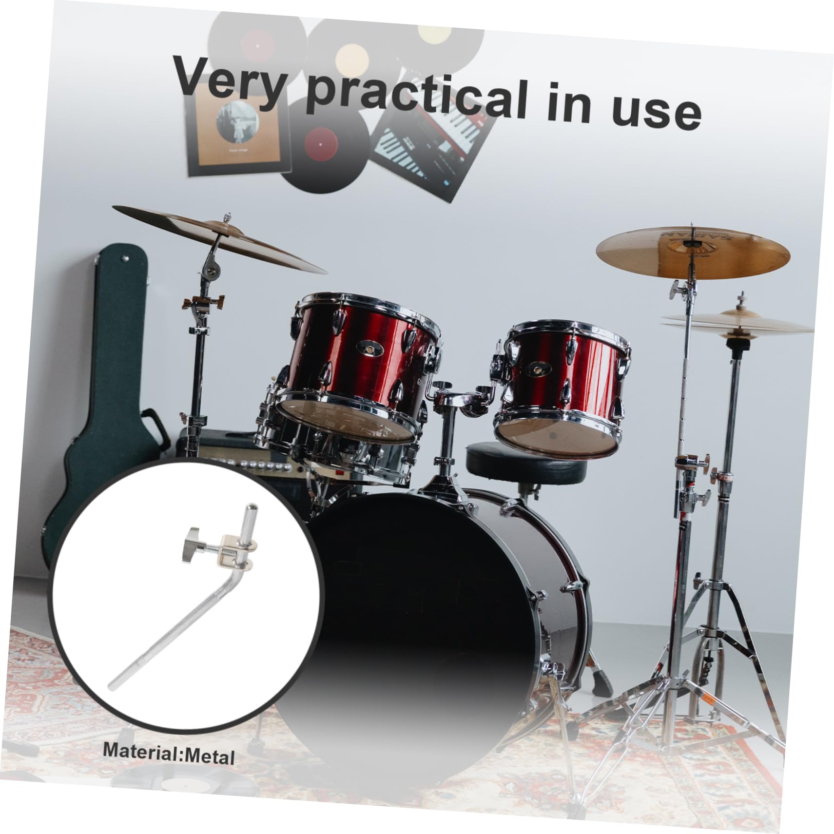 FUNOMOCYA Cowbell Holder for Drums Easy Install Drum Stand Clamp Metal Drum Cowbell Rod