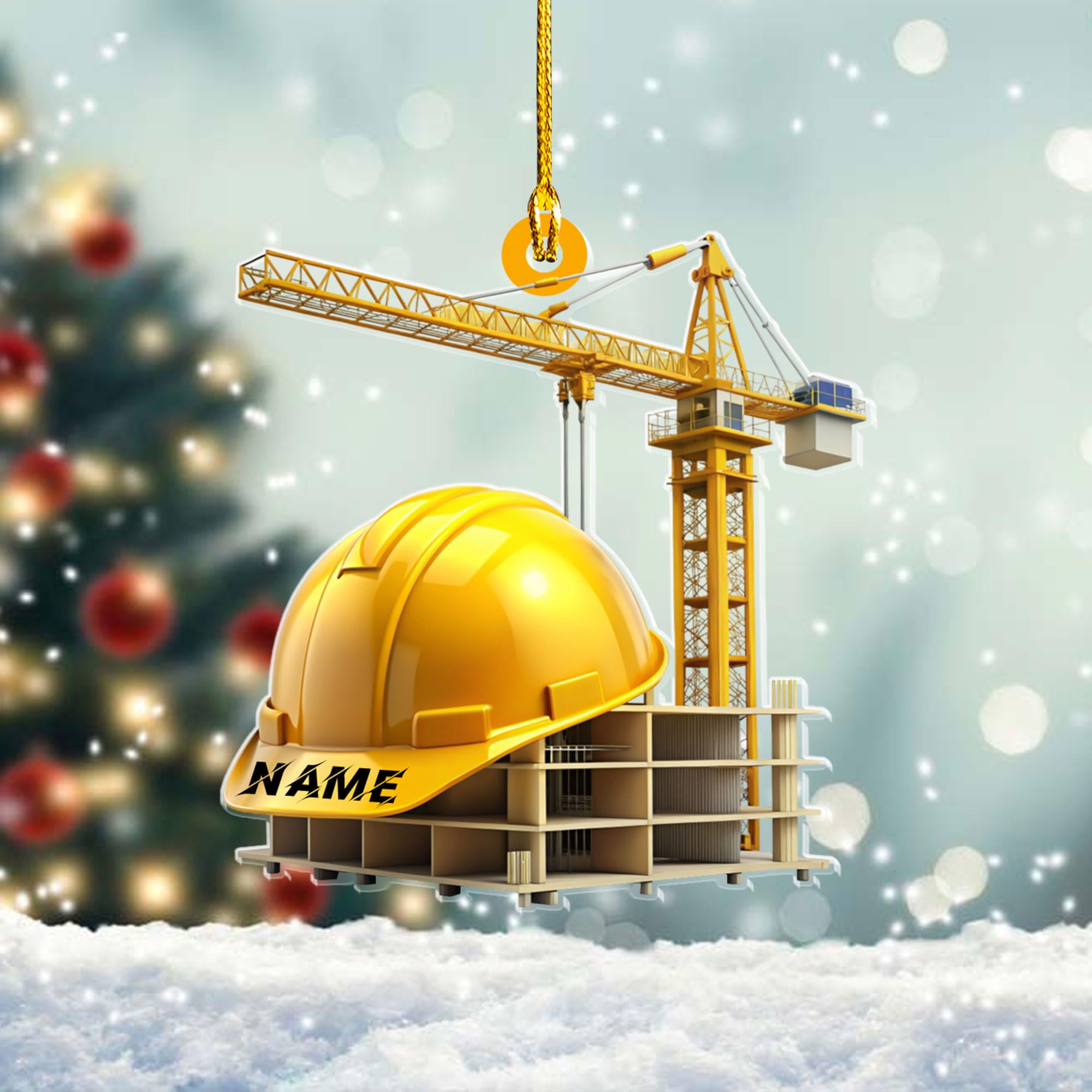 Ligthuy Personalized Construction Ornaments - Excavator & Bulldozer Hanging Decorations for Christmas Tree