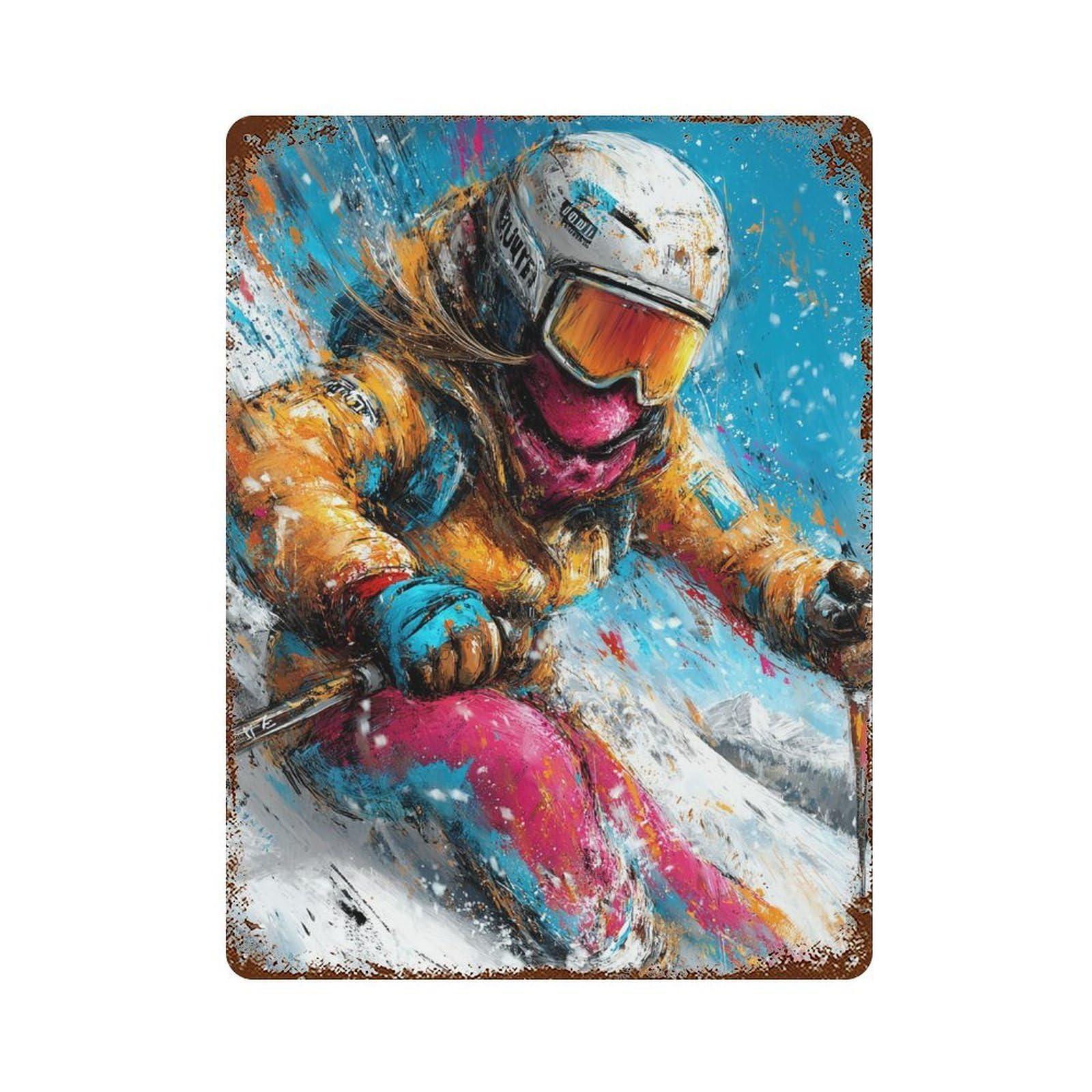 Snowboarder in Action -14 Decorative Tin Sign 15.7"x11.8", Farmhouse Wall Decor for Garage, Bar And Workshop Decor