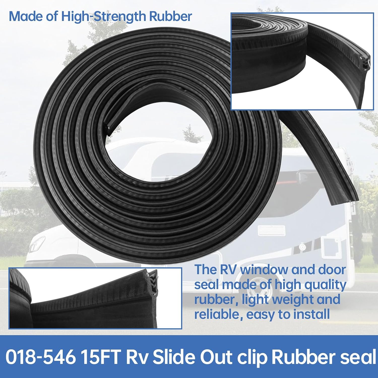 RV Slide Out Seal 2.6 Inch Wiper Clip on 018-546 RV slide out clip rubber seal weather stripping Door Window Channel Seal Mounts Black Clip Seal for Windows Doors Truck Cargo Seam Protecting (15 Feet)