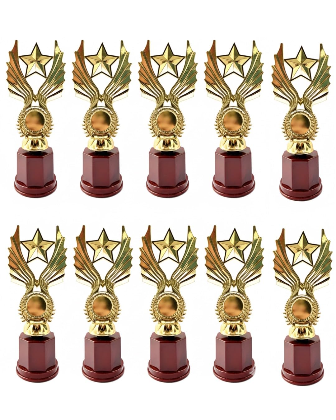 Gold Trophy Set Pack of 10 (7.9 Inch) – Winner Award Trophies for Sports, School & Office Competitions | Premium Golden Trophy for Events & Functions (7.9 Inches)-image-10