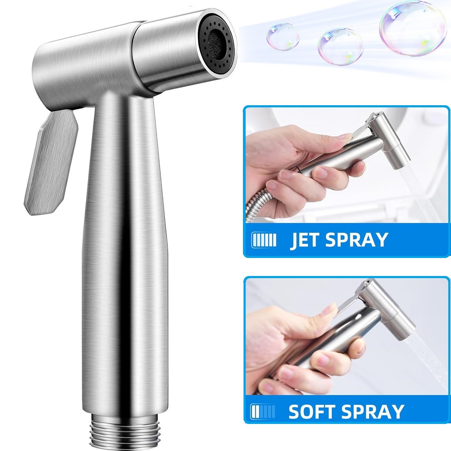 Fat-Cattie Stainless Steel Toilet Bidet Sprayer Head,Brushed Nickel 2