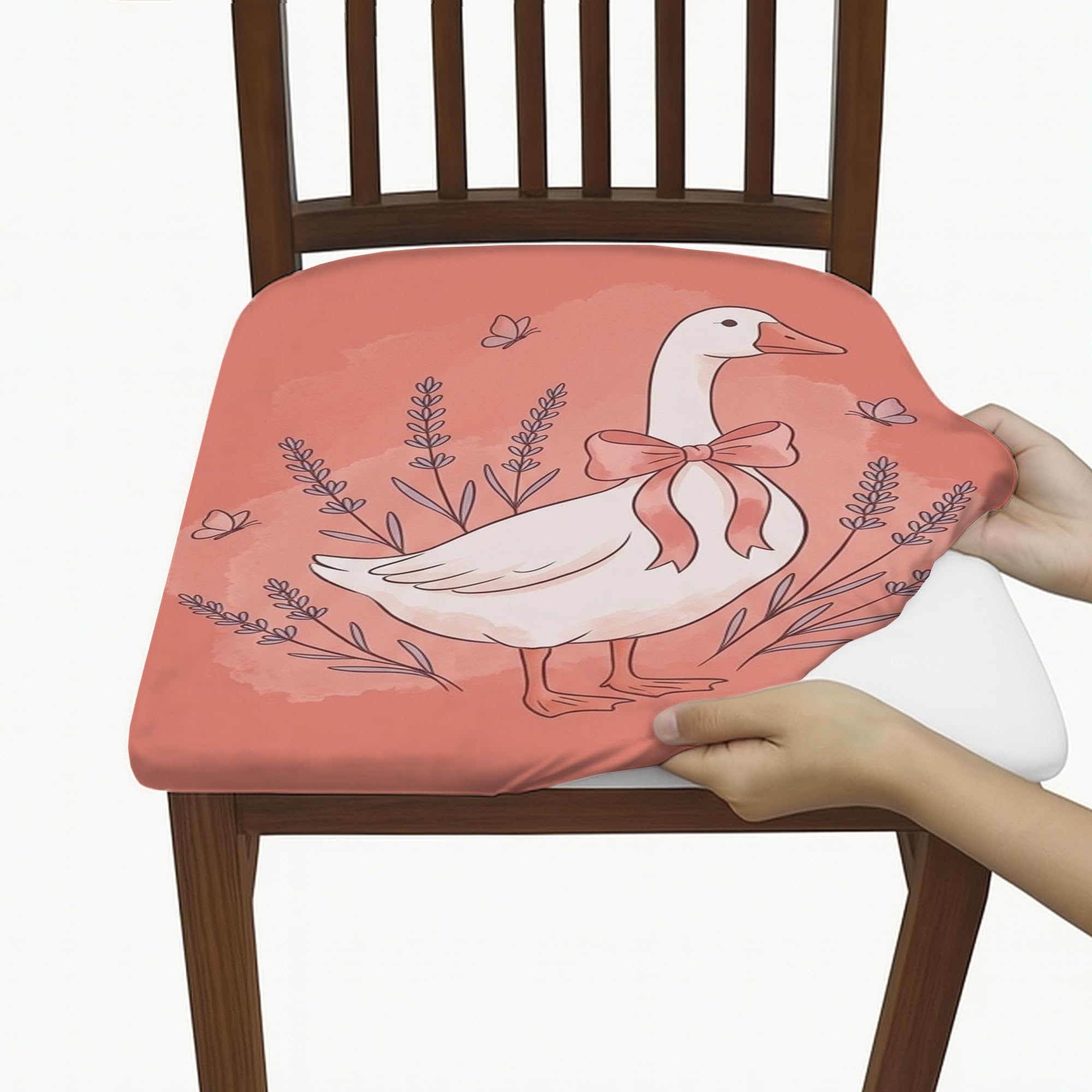 Housse de chaise oie élasthanne : protection lavable haut de gamme lavande et corail