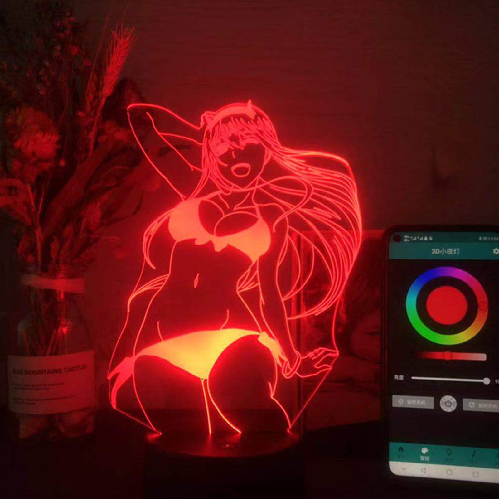 Anime 3D Lamp Zero Two Figure Nightlight, Kids Child Girls Bedroom Decor Light Manga Gift Night Light Lamp Darling in The Franxx