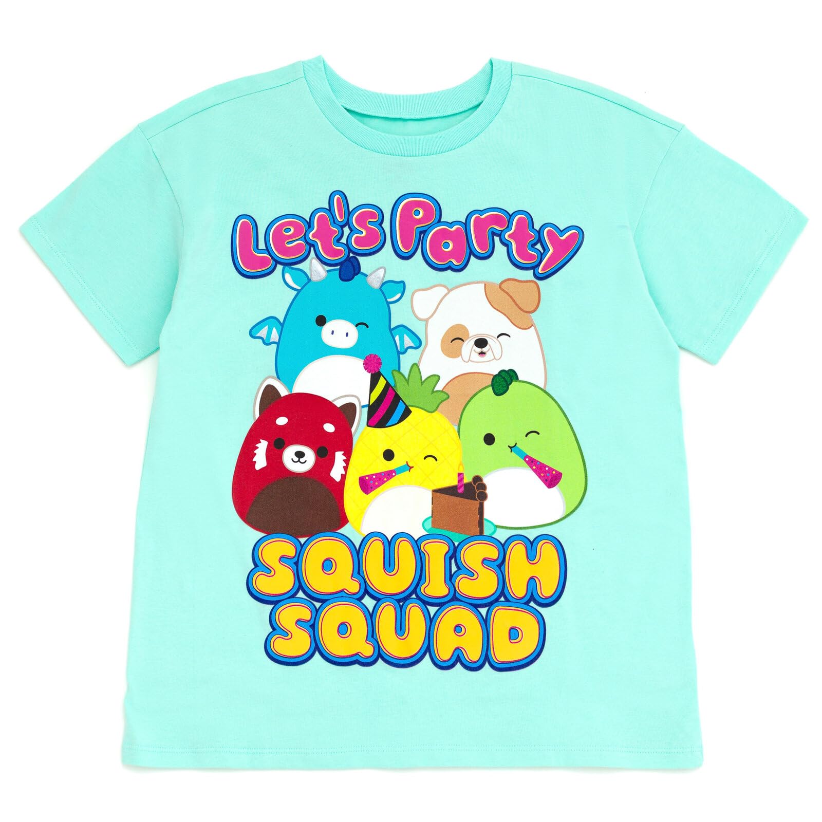 Squishmallows Birthday Girls Drop Shoulder T-Shirt Little Kid to Big Kid Sizes (7-8 - 14-16)
