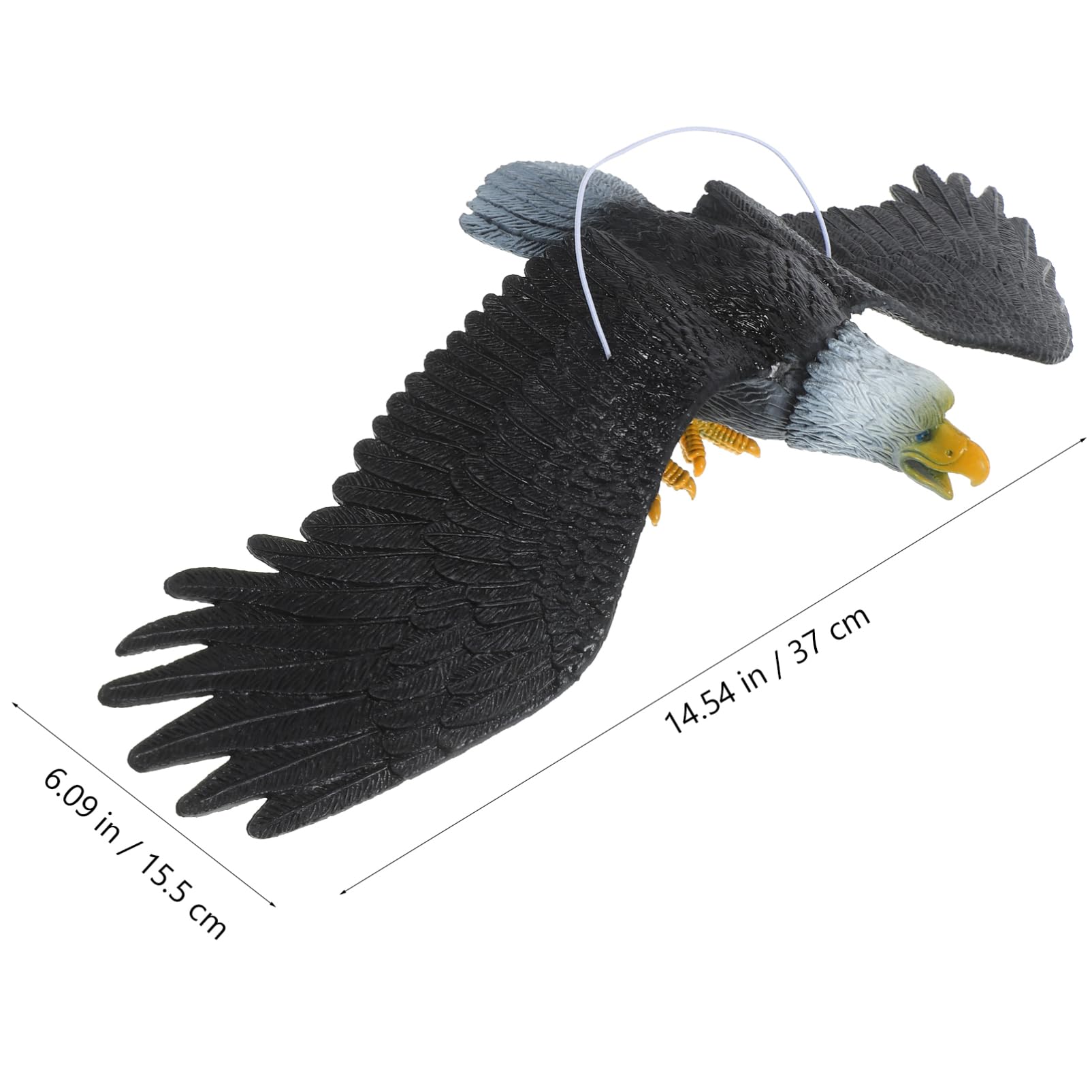 Aquila Spaventa Piccioni in Pvc Nero Dimensioni Reali a Forma di Aquila, Decorazione Chic e Stabile per Giardino Appeso all Esterno come Dissuasore per Uccelli