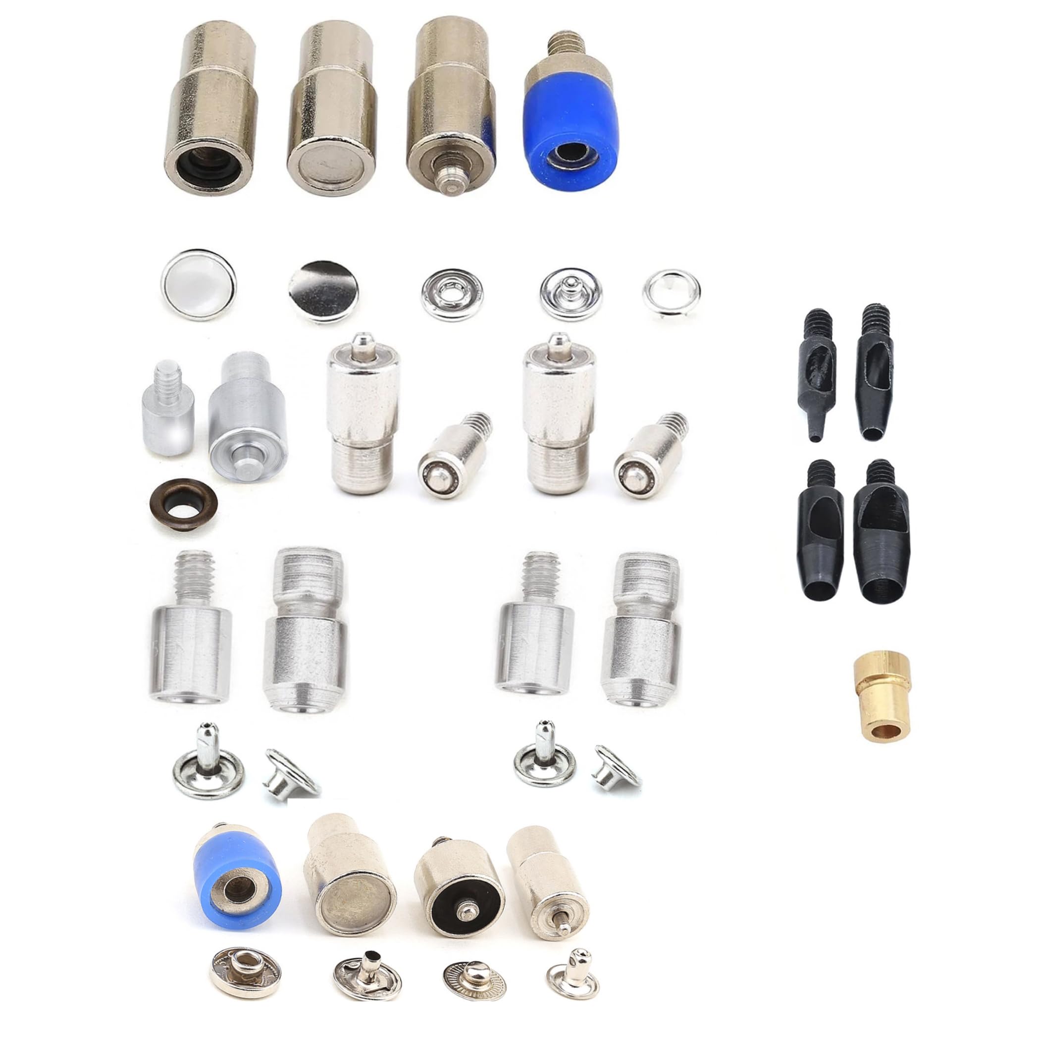 Hand Press Machine Set and Essential Dies for Snap Buttons, Grommet Eyelets, Rivets, Popper Fasteners Setting and Hole Punchers (Mix Color Just Die Set)