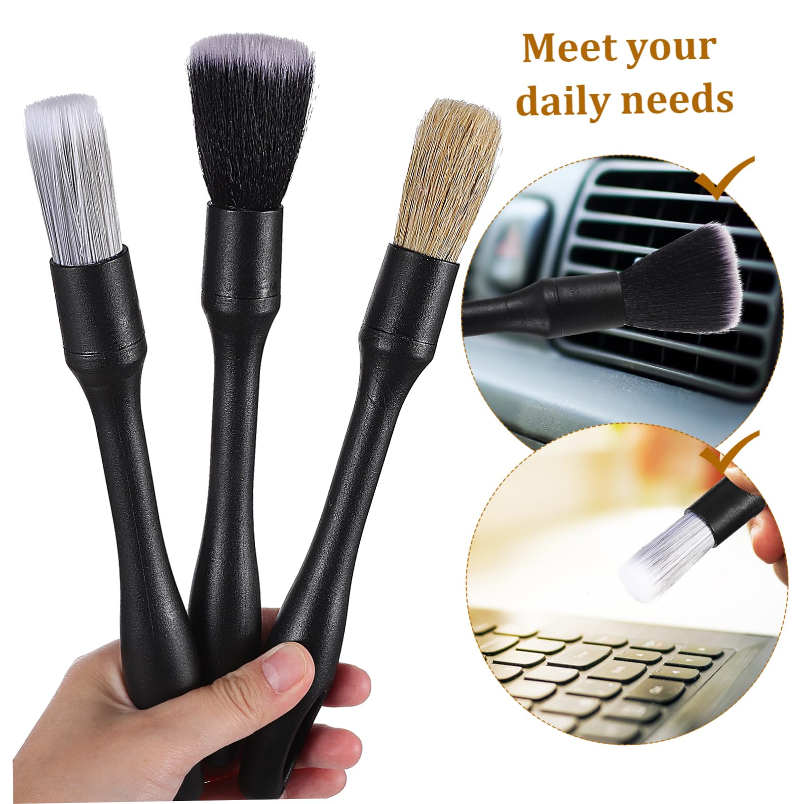 Ciieeo 1 Set Auto Detailing Brush Kit Interior Detailing Set with Replacement Brush Heads for Efficient Car Cleaning Ergonomic Handle for Comfortable Grip Present for Car Owners