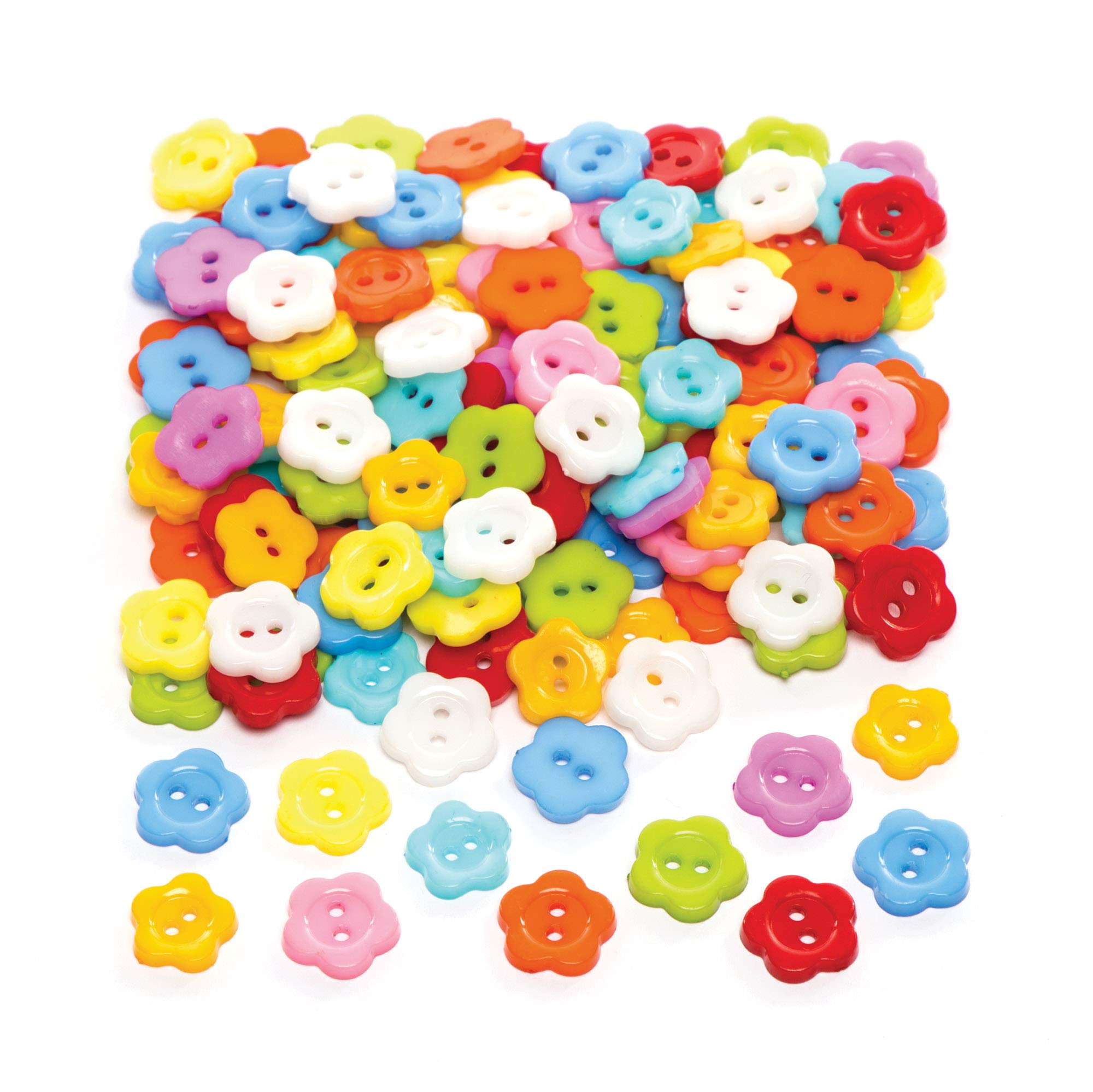 Baker Ross AW268 Flower Buttons (Pack of 150) Buttons for Arts and Crafts