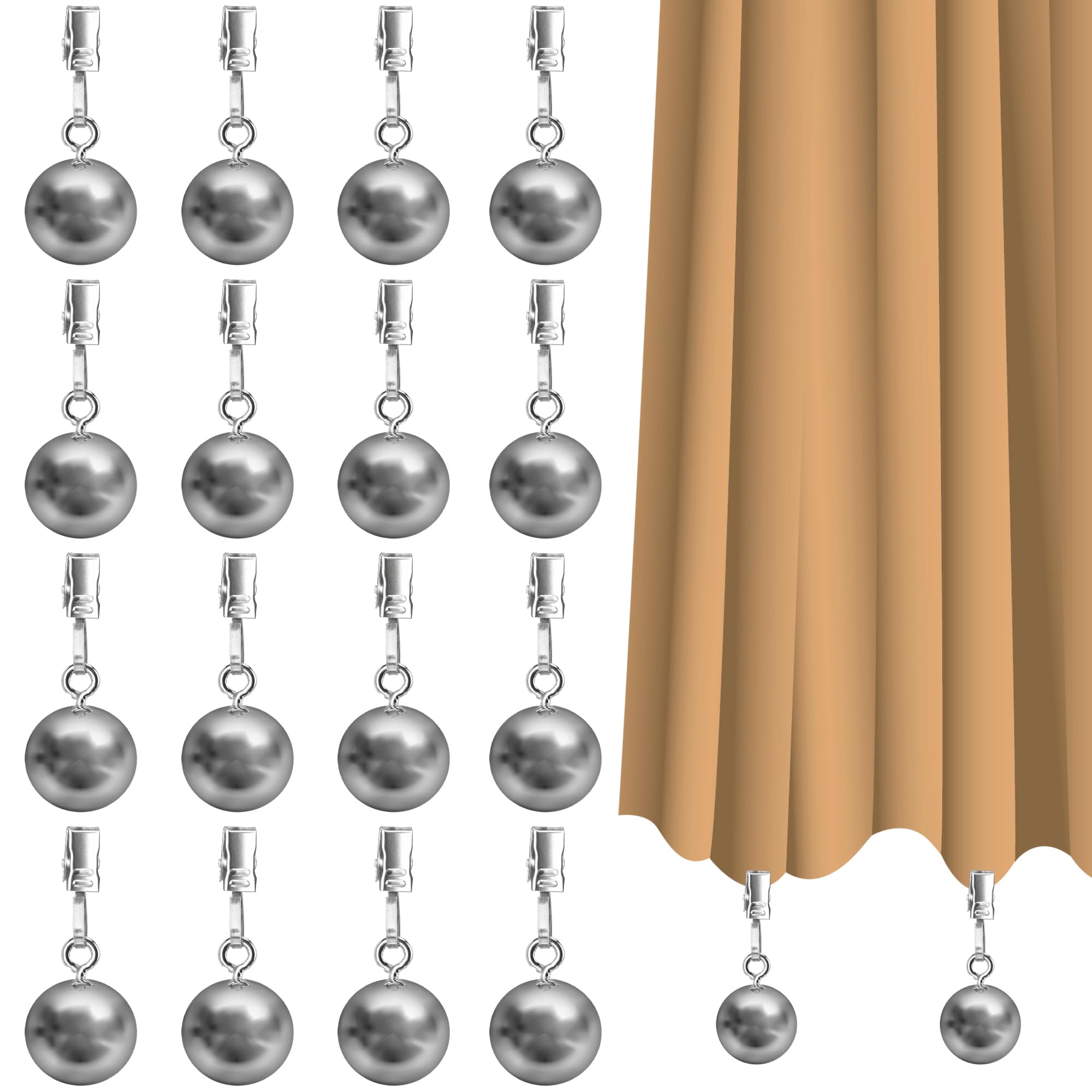 Photo 1 of 16 Pack Outdoor Curtain Weights, Heavy Duty Drapery Weights for Patio Pergola Cabana Gazebo, Stainless Steel Clips Down Curtain, Garden Flag, Shower Curtains, Tablecloth, Useful Curtain Weight Ball