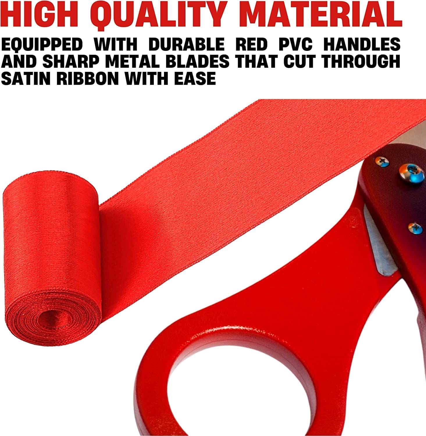 Red Ribbon Cutting Ceremony Kit – 25" Giant Scissors for Special Events Large Scissors Ceremonial with Red Ribbon Grand Opening Shears for Inaugurations Theater Performances