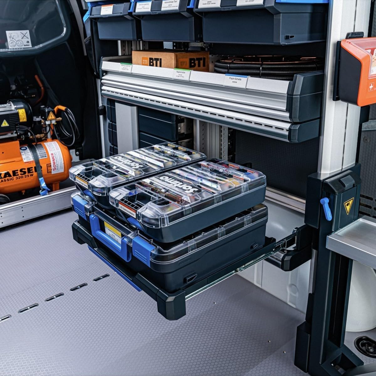 WFix Sortimentskasten Sortimo T-BOXX 320 Anthrazit mit Insetboxen-Set T1 | Sortierkasten Schrauben tragbar, Kleinteile Aufbewahrung Koffer, kompatibel mit WorkMo, stapelbar, 444x358x81 mm
