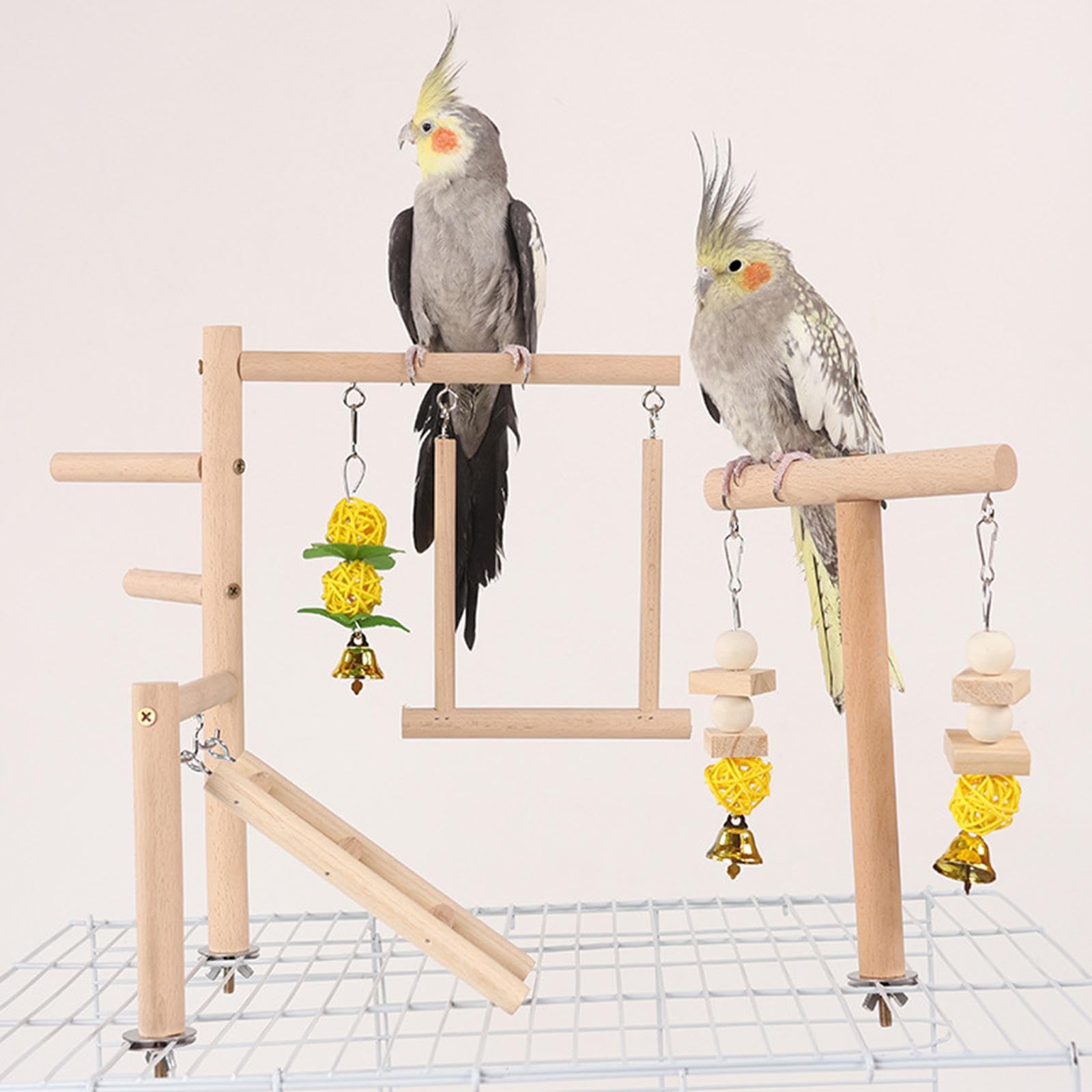 Aire de Jeux pour Perroquets, Jouets à Mâcher, Centre D'activités et d'exercice, Perchoir et Structure de Jeux pour Perruches Ondulées et Peti