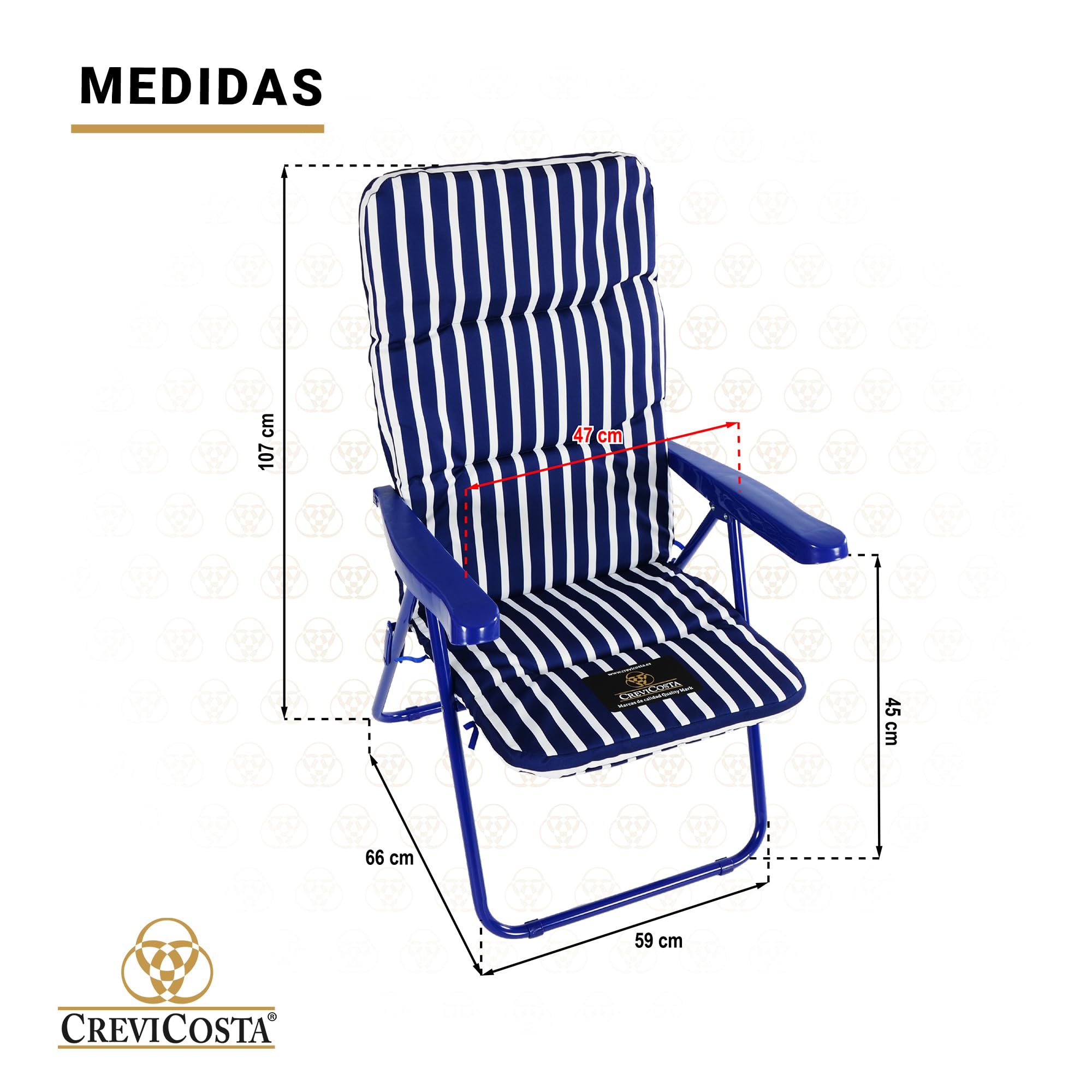 CREVICOSTA QUALITY MARK MARCAS DE CALIDAD - Omega 2403-NEW - Sillón Acolchado de Exterior Plegable y reclinable (Marinera)