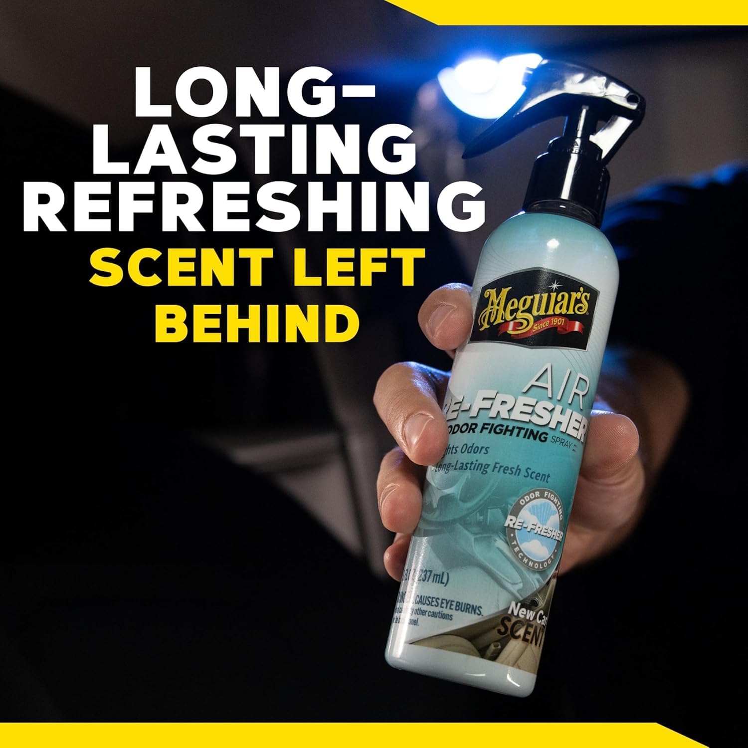 Meguiar's Air Re-Fresher Odor Fighting Spray, New Car Scent, 6 Pack (6 x 8 oz = 48 oz Total) Trigger-Spray Car Air Freshener for Vehicle Interior Odor Control with Long-Lasting New Car Smell