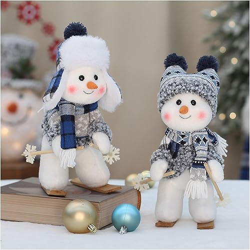 Miniatura 3 de Muñeca de tela azul navideña, muñeco de nieve de la serie azul de Navidad 2024, bonito adorno decorativo de muñeco de nieve mecedor, muñeco de nieve