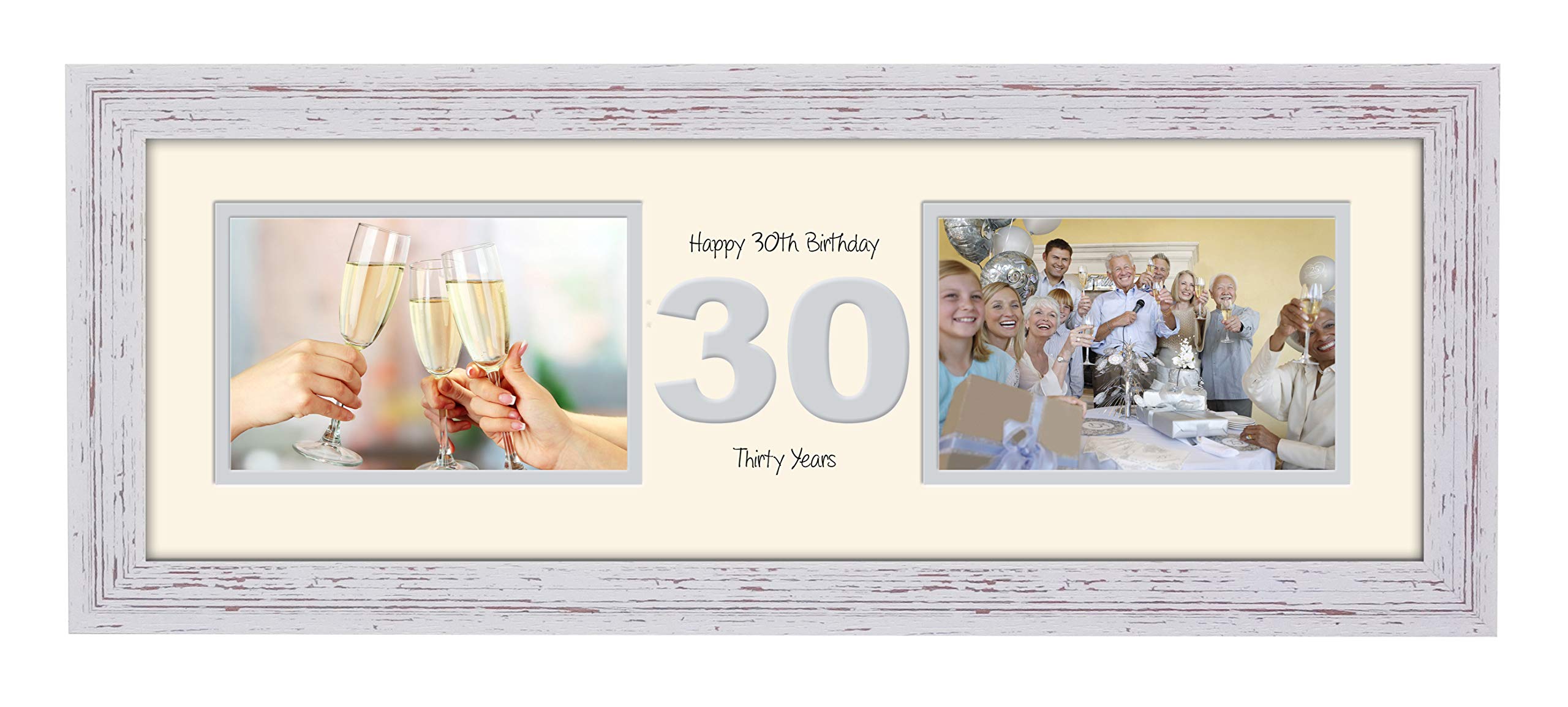 Photos In A Word Shabby Chic Finish Frame Cream Mount Grey Inside 30Th Birthday Photo Frame Thirtieth Gift Takes Two 6”X4” Landscape Photos 1223A (Shabby Chic Finish Frame Cream Mount Grey Inside)