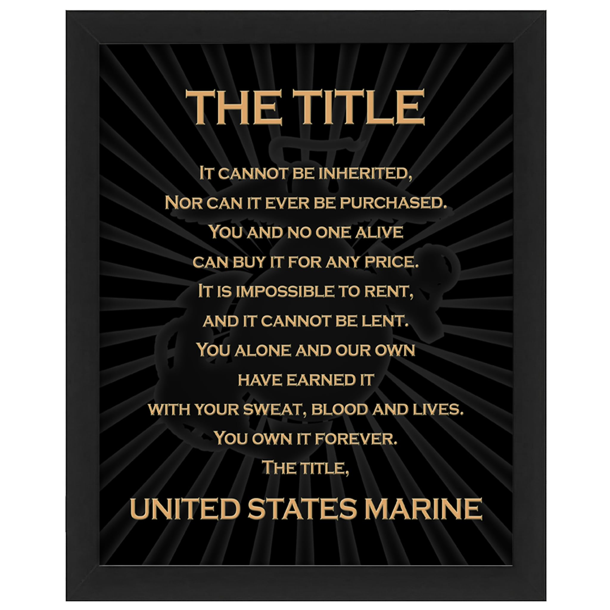 The Title - United States Marine Corps Poster - Military Wall Art Decor for Marines, Veterans, and Enthusiasts - Wall Art Print for Home and Military Spaces (Unframed, 8 x 10 inches)