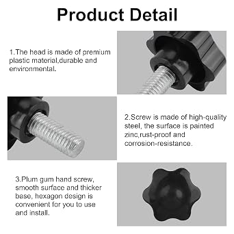 INCREWAY 6pcs M8x25mm Plum Blossom Shape Threaded Knurled Thumbscrew Grip Knobs Thumb Screw