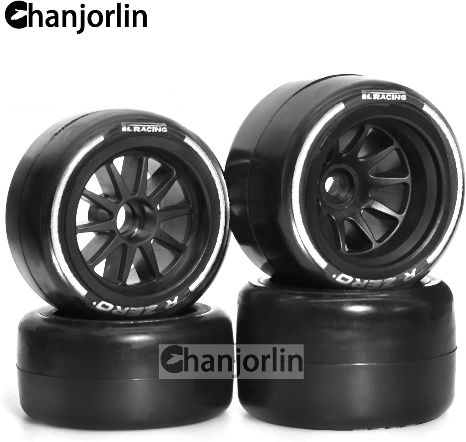 1/10 RC F1 Front and Rear Tires and Wheels 14mm Hex RC Drift Racing Hot Melt Tyres for 1/10 RC Formula One F1 Car Tamiya F104 PROII 58652 TRF104 42389 PANCAR KIT Teampowers TP 4PCS