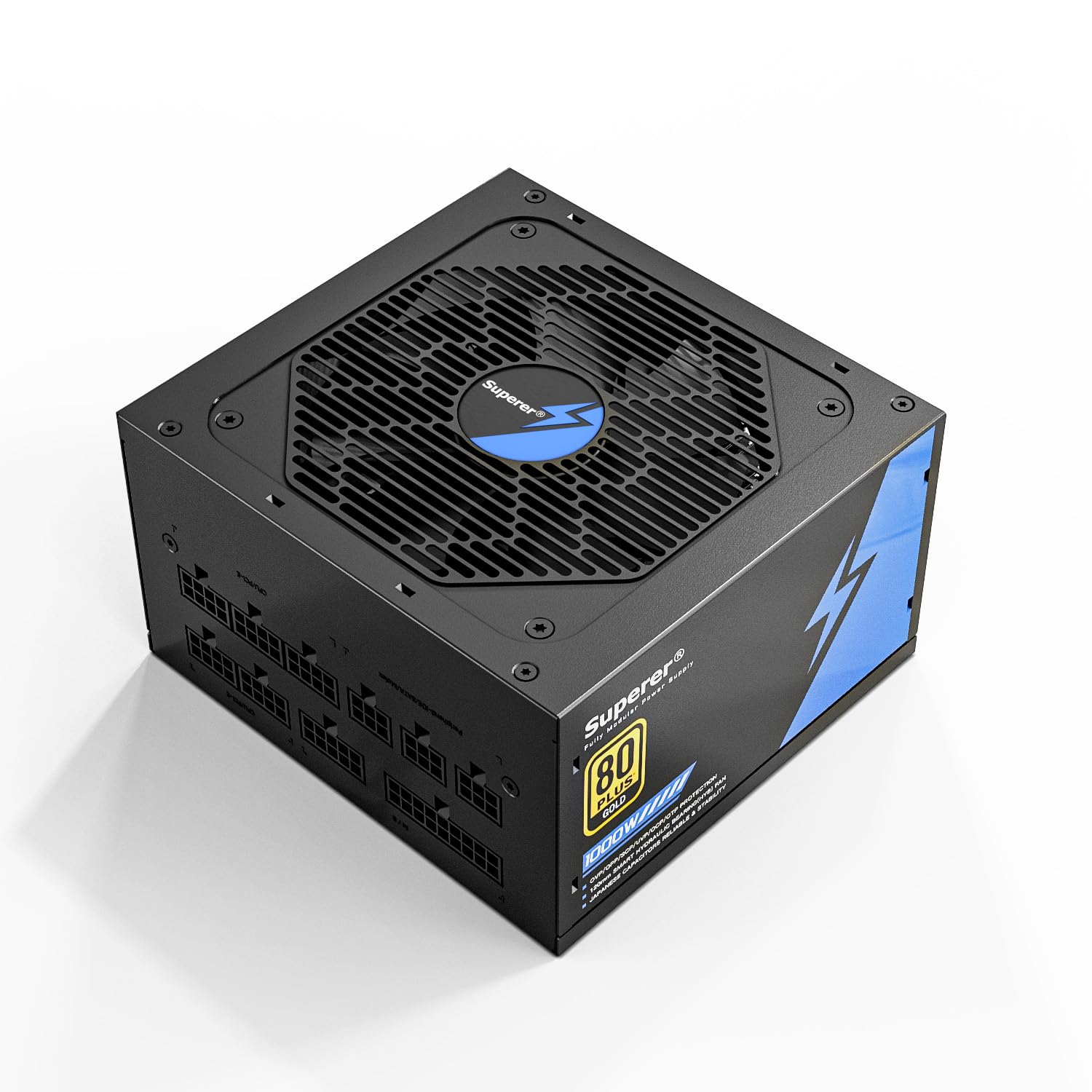 Superer (2024) 1000W Power Supply, PC PSU Computer Gaming Low Noise Black ATX for NVIDIA RTX 20 30 40 Series AMD GPU, (CE Safety Certified), 80 Plus Gold, Full Modular, Silent FDB Fan