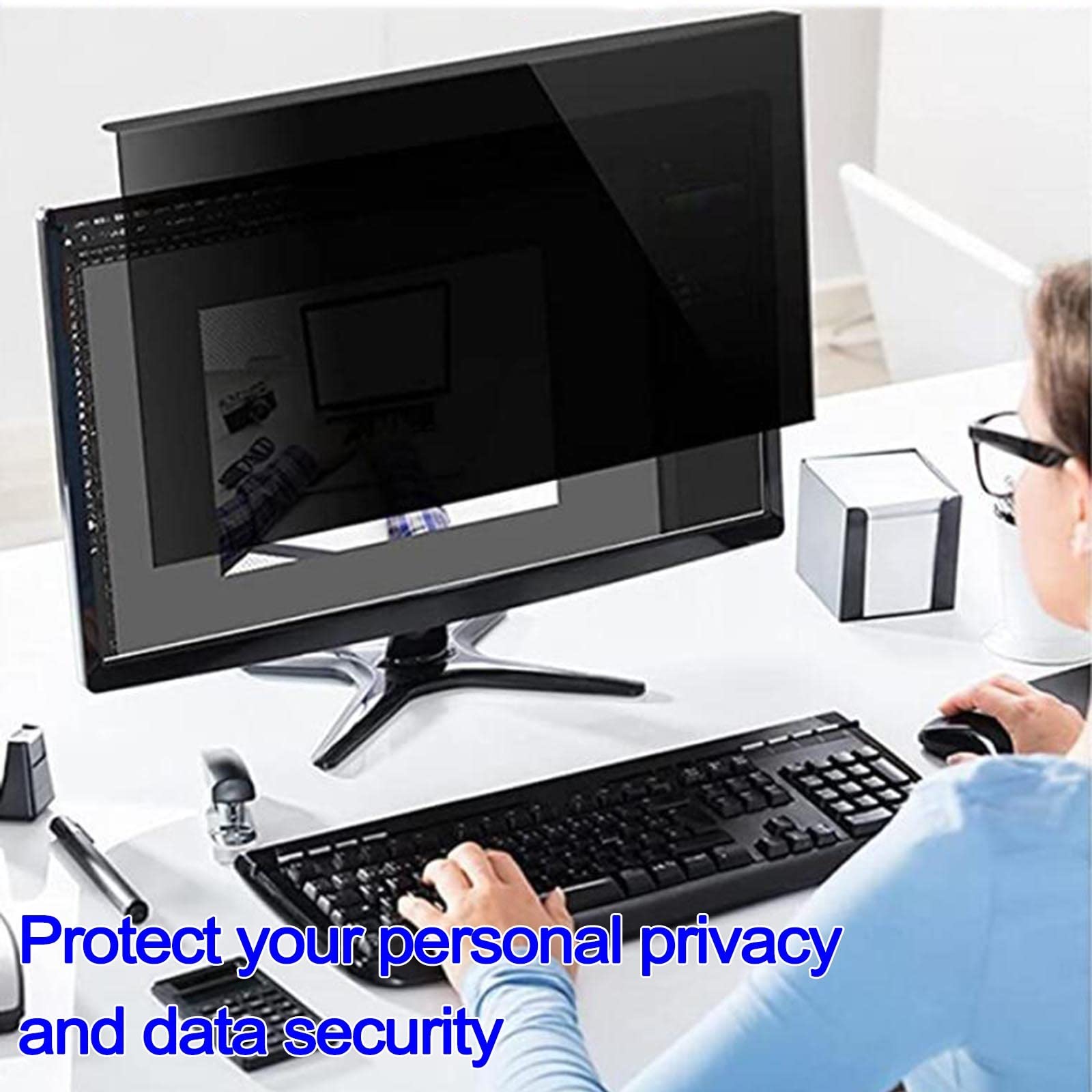 LIGUOYI Protector De Pantalla De Privacidad Antis-luz Azul, Antis UV, Filtro De Privacidad Antis-arañazos, Antis-Huella Digital, Filtro De Pantalla para Ordenador Monitor, Desmontable