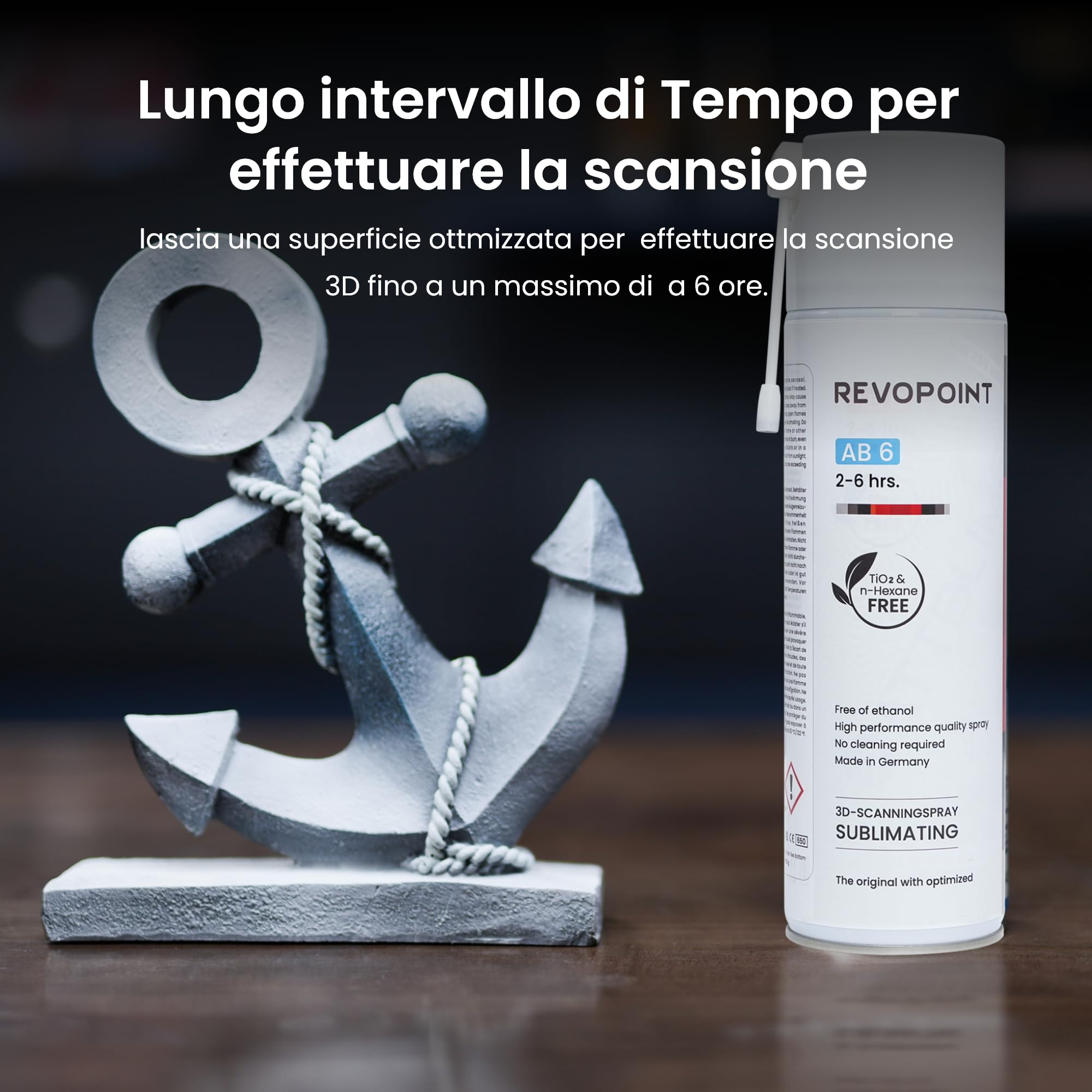 Revopoint Spray di Scansione 3D per Scanner 3D, per Superfici Riflettenti, Trasparenti, Nere o Altamente Strutturate, Senza Bisogno di Pulizia, Sublimazione, 500 ml, AB-6