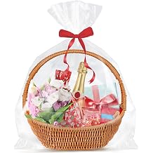 Clear Basket Bags 15Pack 18"x24" Large Clear Cellophane Bags Cello Bags