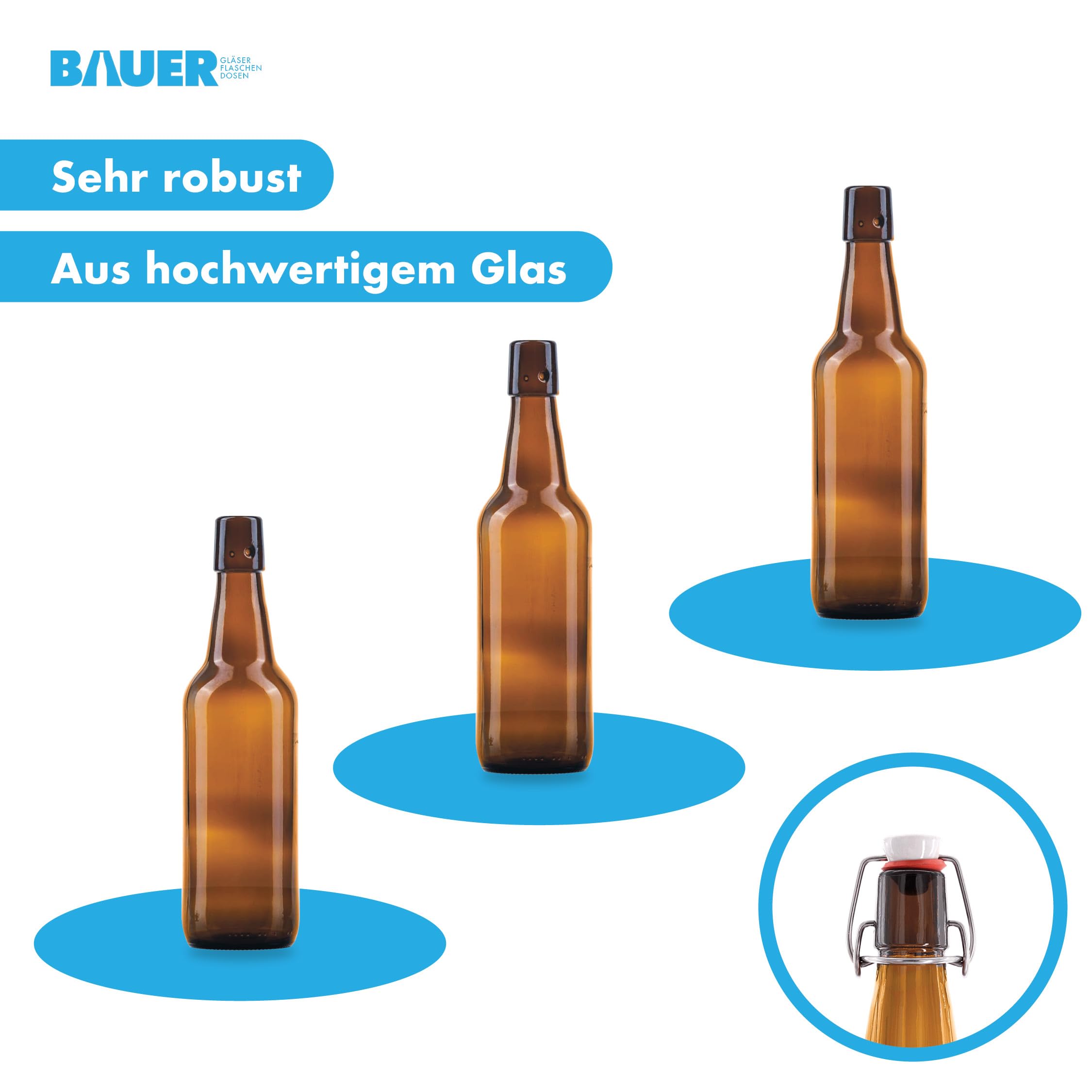 6 botellas de cerveza de 500 ml, color marrón, incluye tapón a juego – 6 botellas de cristal de 500 ml, perfectas como botellas de 500 ml, botellas de licor de 500 ml.