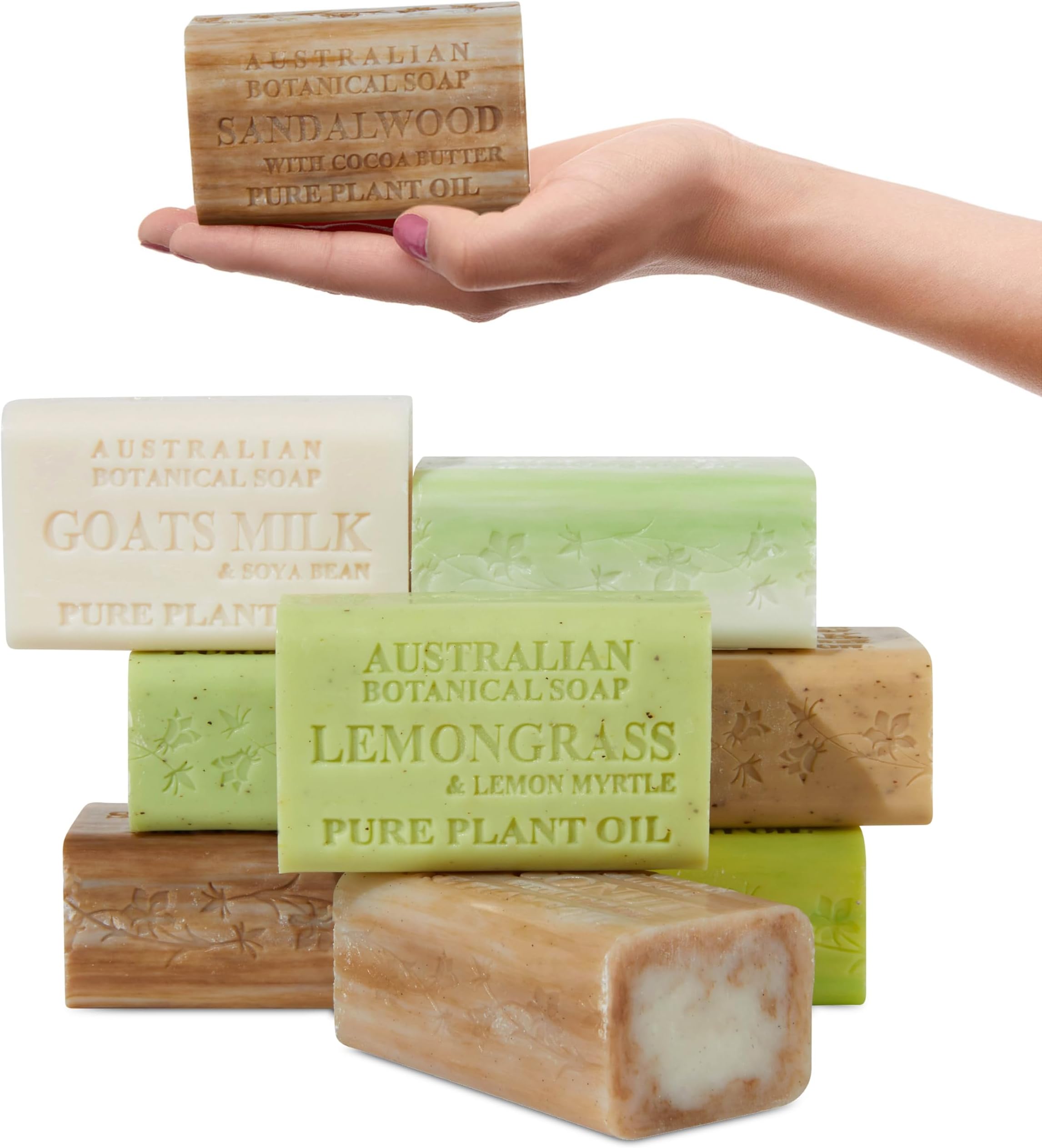 Variety Pack, 6.6 oz Bars – Goat Milk, Eucalyptus, Sandalwood, Coconut, Lemongrass, Aloe, Tea Tree, Oat Milk – Enriched with Organic Shea Butter, Pack of 8