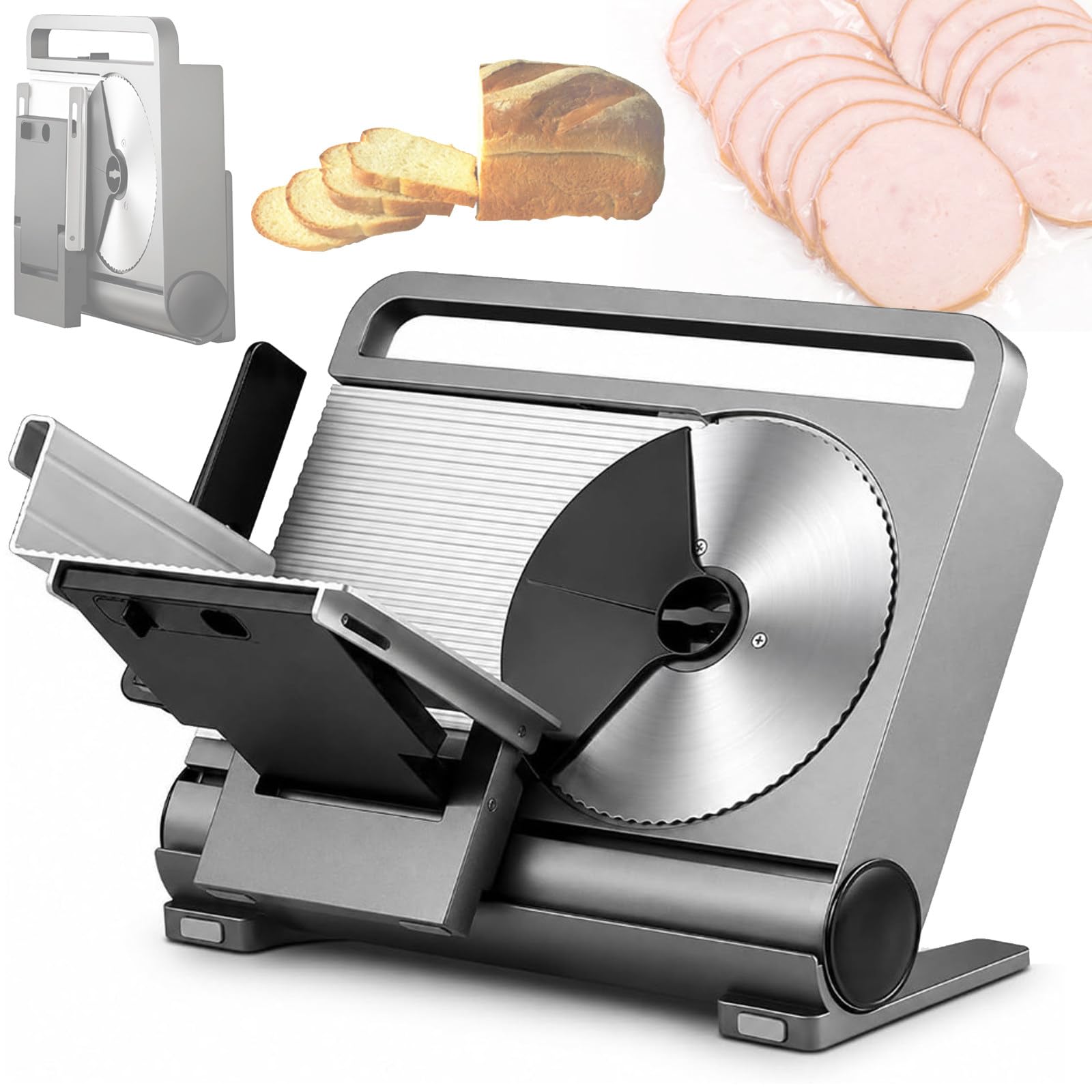 Cortadora de Carne eléctrica, Grosor Ajustable de 0 a 15 mm