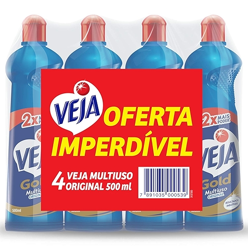 Kit com 4 Limpadores Veja Gold Multiuso Original 500ml, Veja, Azul