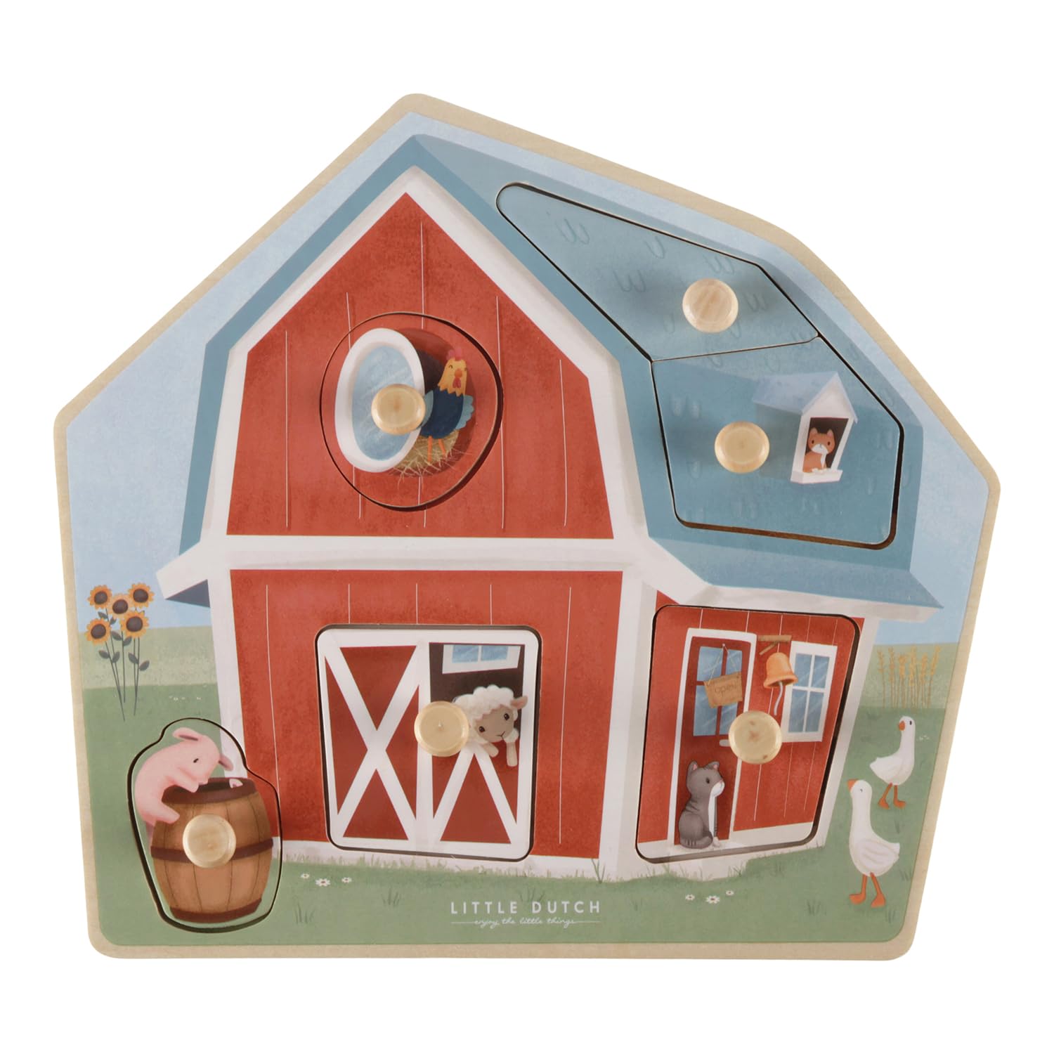 Little Dutch 7158 - Puzzle de madera con mango de madera FSC